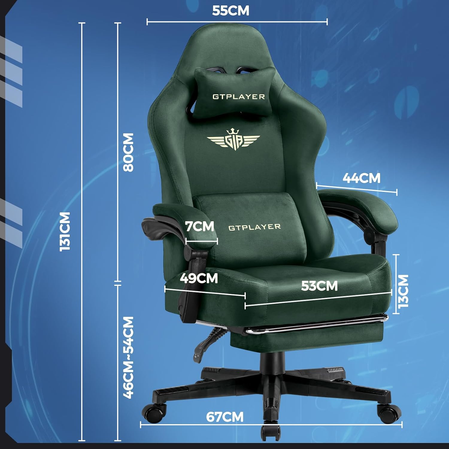 AUCT 12047 - $170 GTPLAYER Gaming Chair Fabric with Pocket Spring Cushion - Image 3