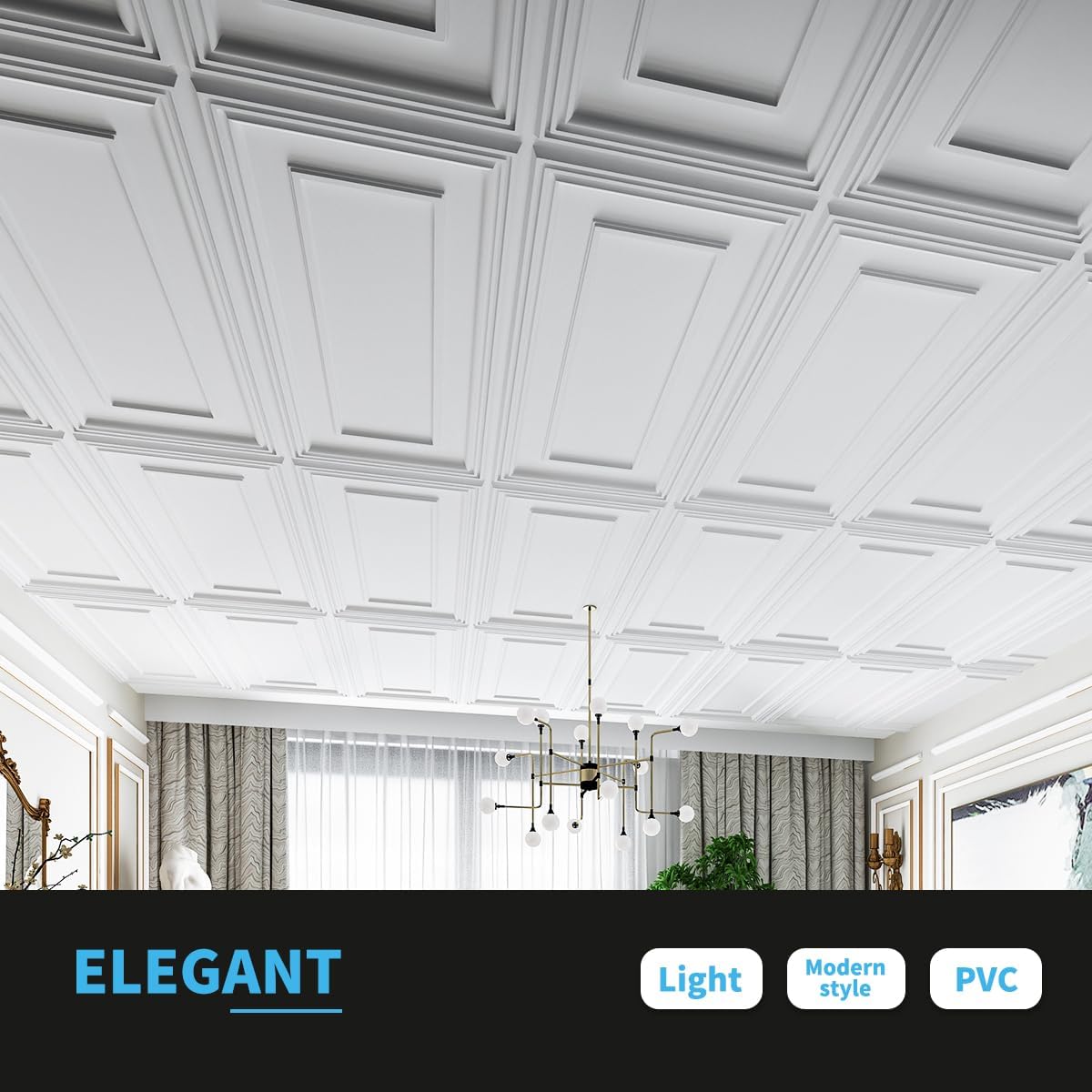 AUCT 14323 - $82 Art3d Drop Ceiling Tiles, 24x48in. White (12-Pack), Poly - Image 3