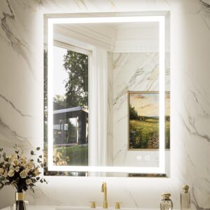 AUCT 14369mm - $120 Keonjinn Beveled Lighted Mirrors for Bathroom Wall 28"
