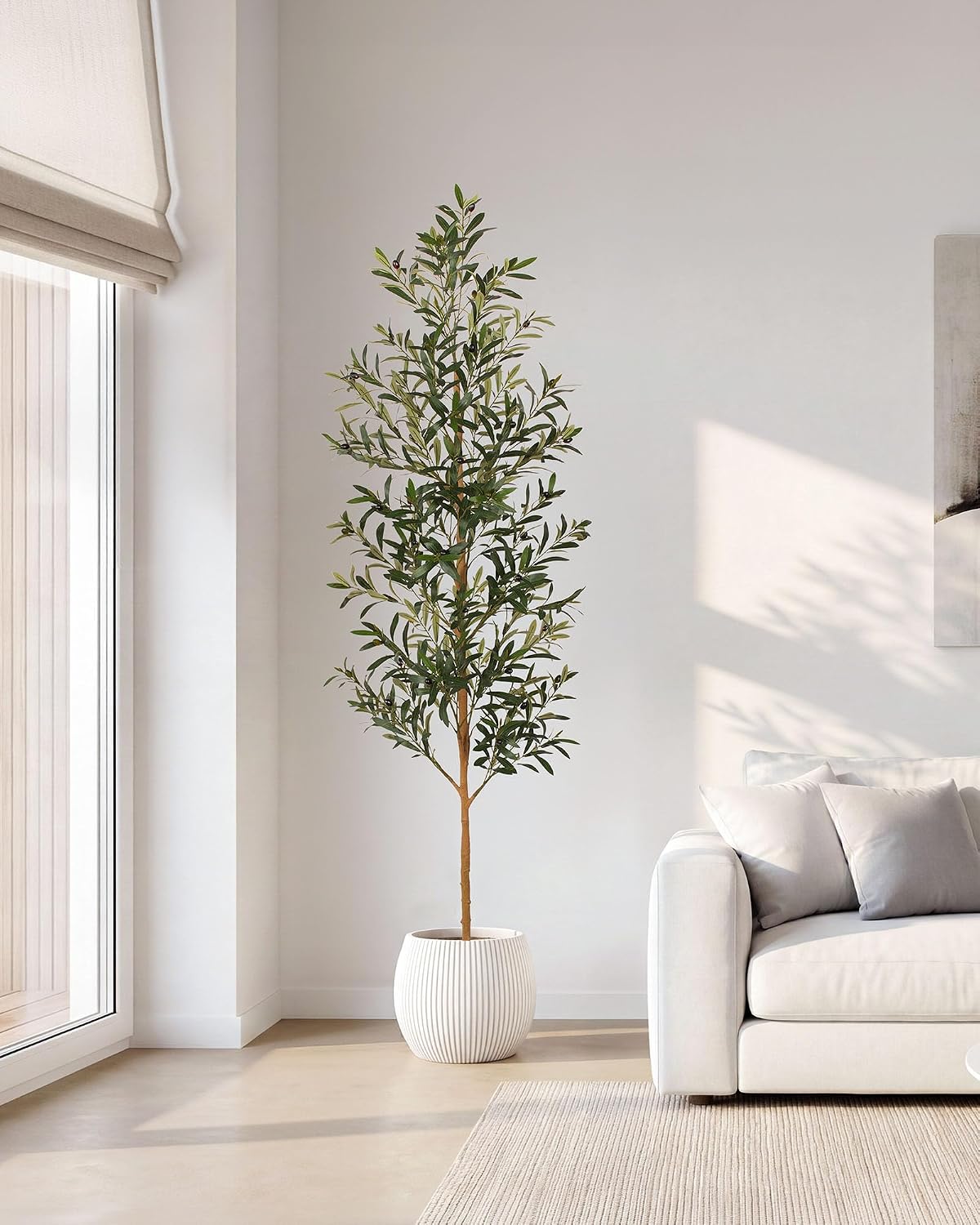 AUCT 14181 - $54 FLOWORLD 7FT Olive Trees Artificial Indoor, Tall Faux Ol - Image 2