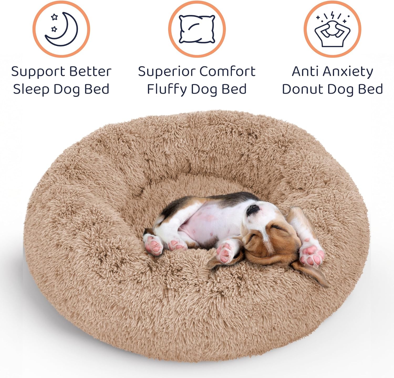 AUCT 14067 - Donut Dog Bed - Premium Comfort for Anxiety Relief - Fluffy - Image 2