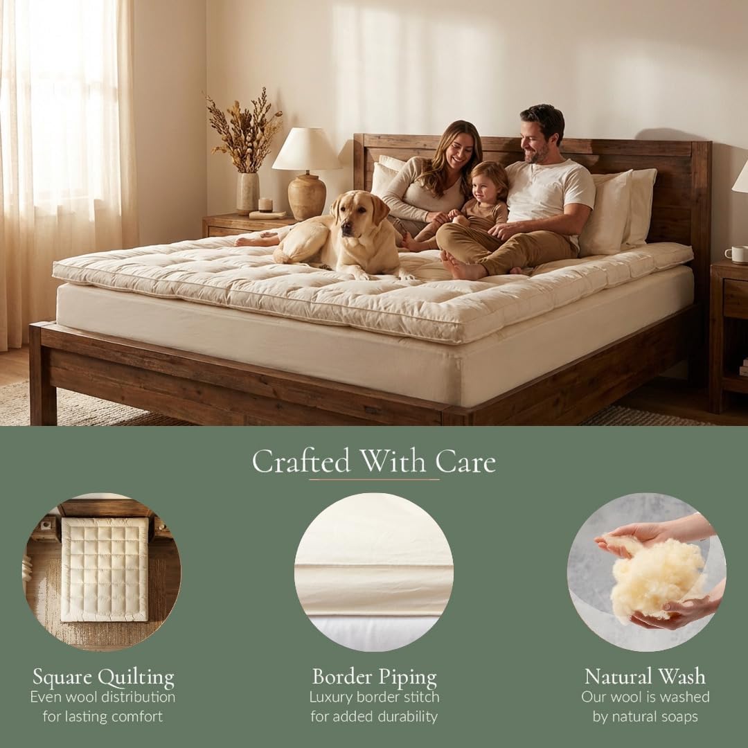 AUCT 14220 - $155 100% Merino Wool Mattress Topper for Back Pain Relief N - Image 4