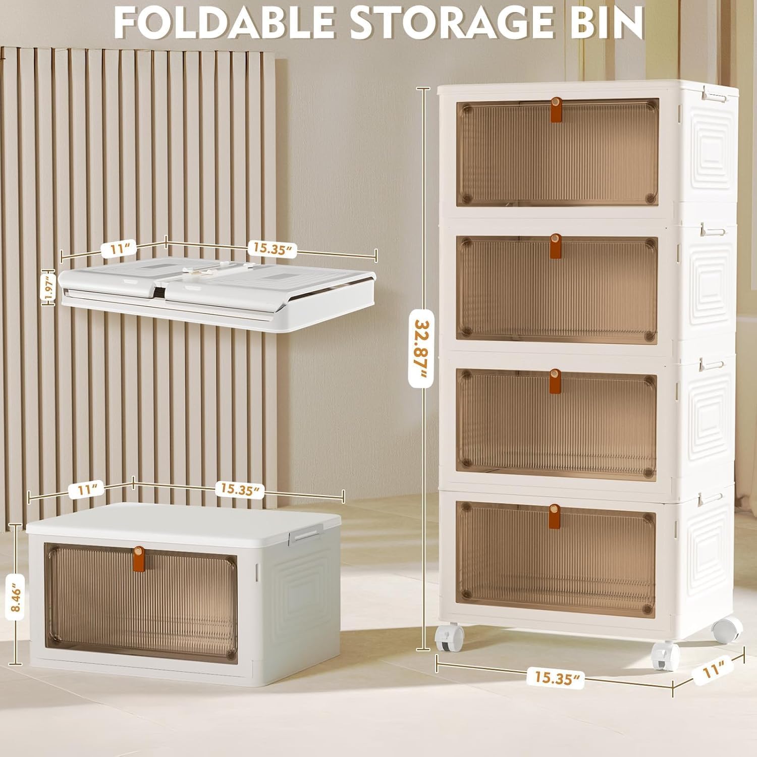 AUCT 13422 - YFXCVSL 4 Tier Plastic Storage Bins with Lid 23QT, Stackable - Image 2