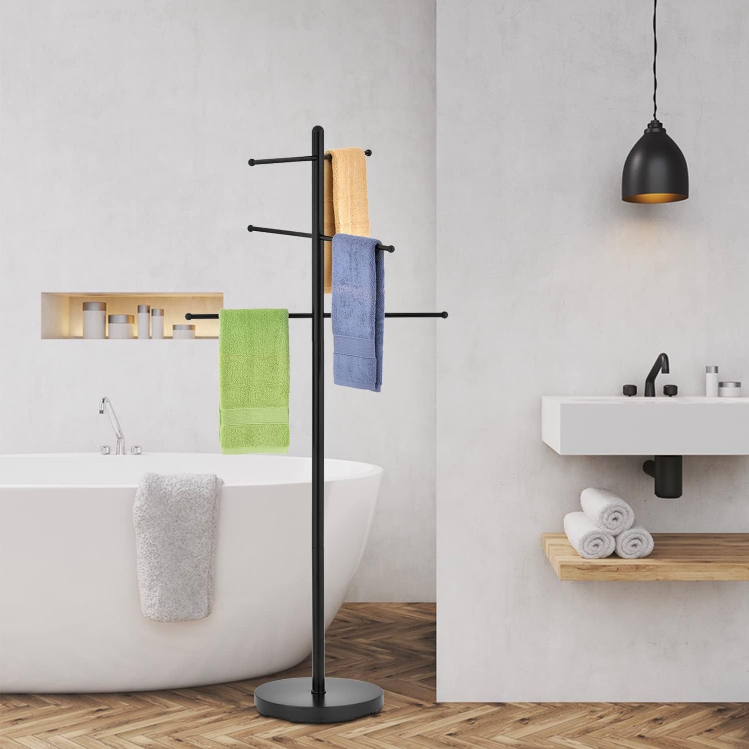 AUCT 14106 - $61 MyGift 6 Bar Outdoor Towel Rack for Pool, Free Standing - Image 3