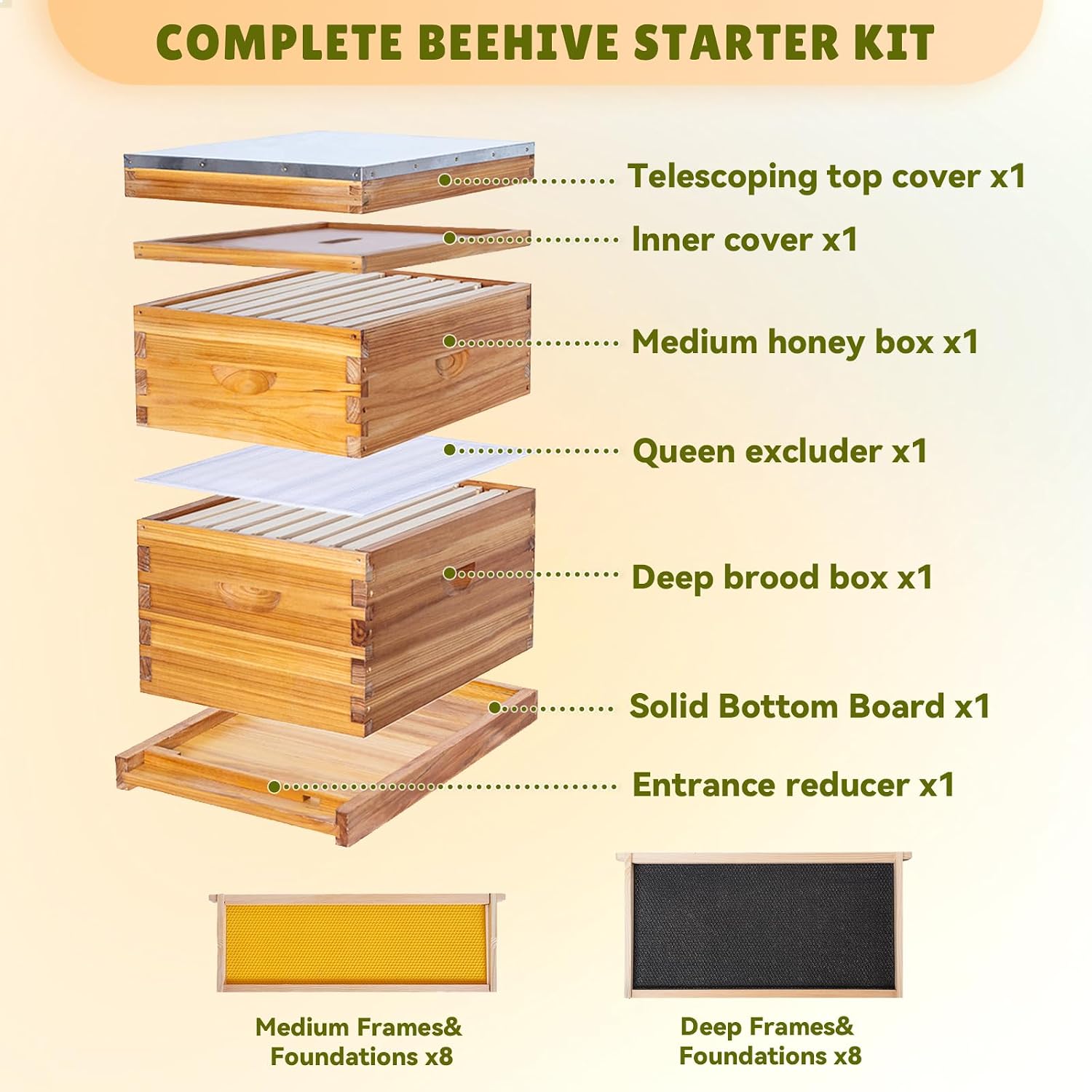 AUCT 14313 - $110 8 Frame Bee Hive Complete Beehive Kit Dipped in Beeswax - Image 2