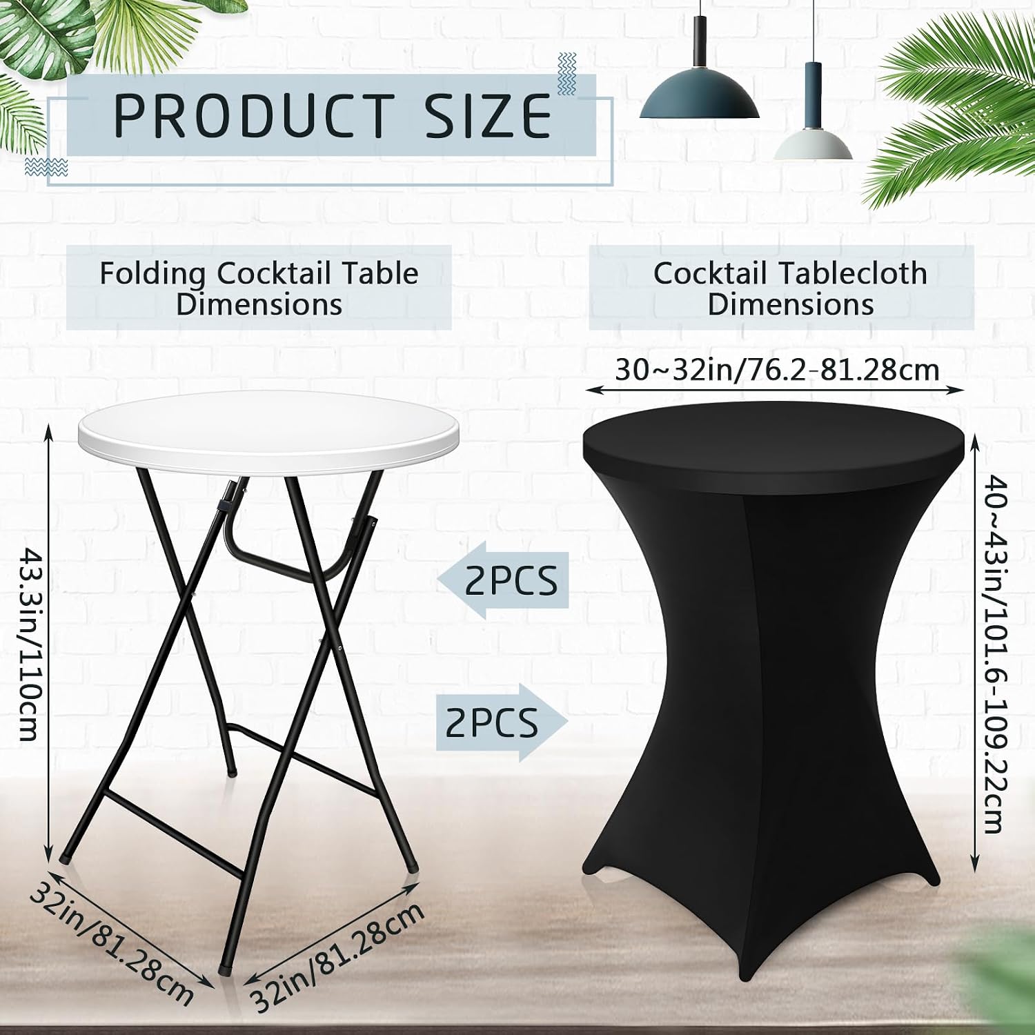 AUCT 14277 - $216 Wenqik 2 Sets 32" High Top Round Folding Cocktail Table - Image 3