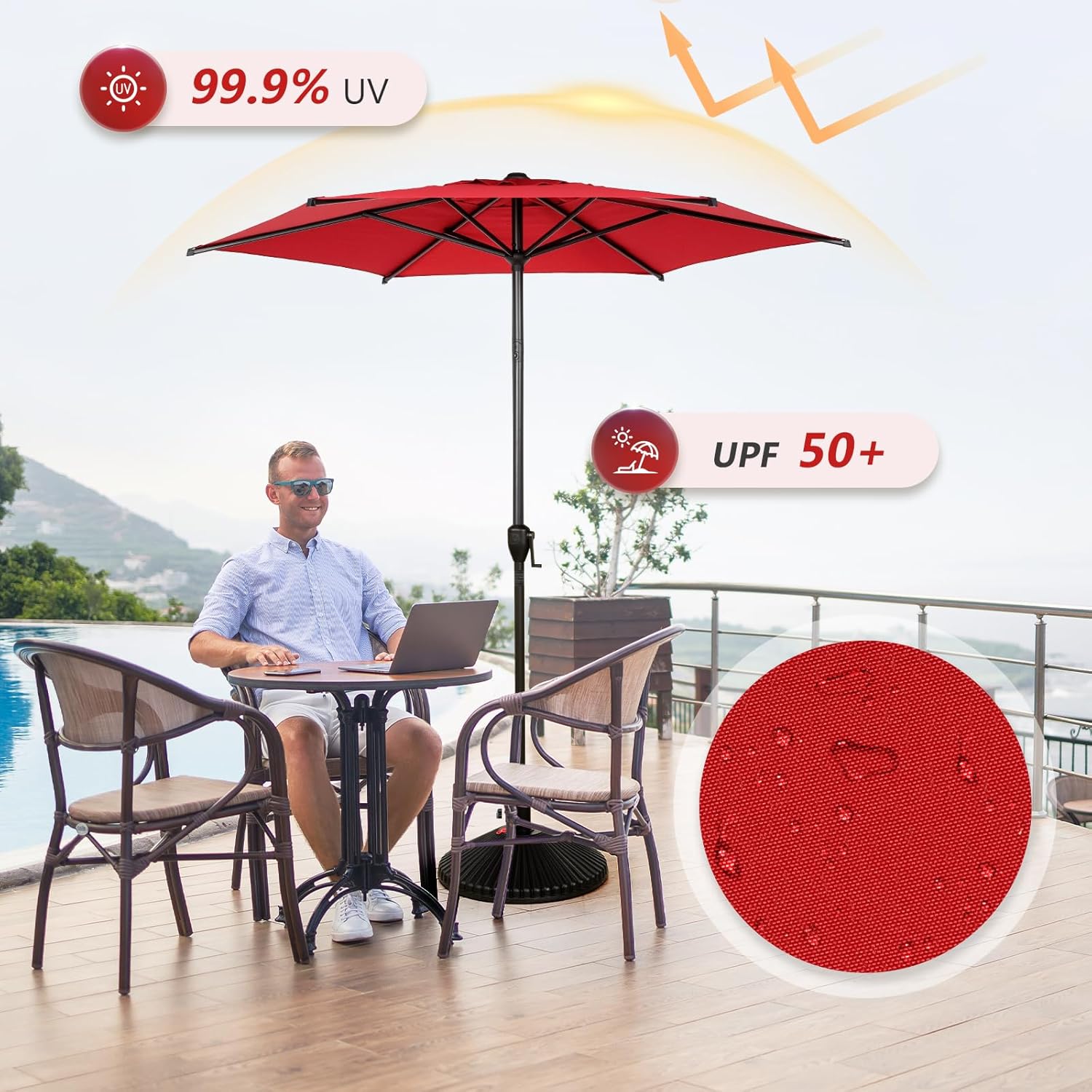 AUCT 12403 - Abba Patio 7.5FT Lyon Outdoor Patio Umbrella Outdoor Table U - Image 3