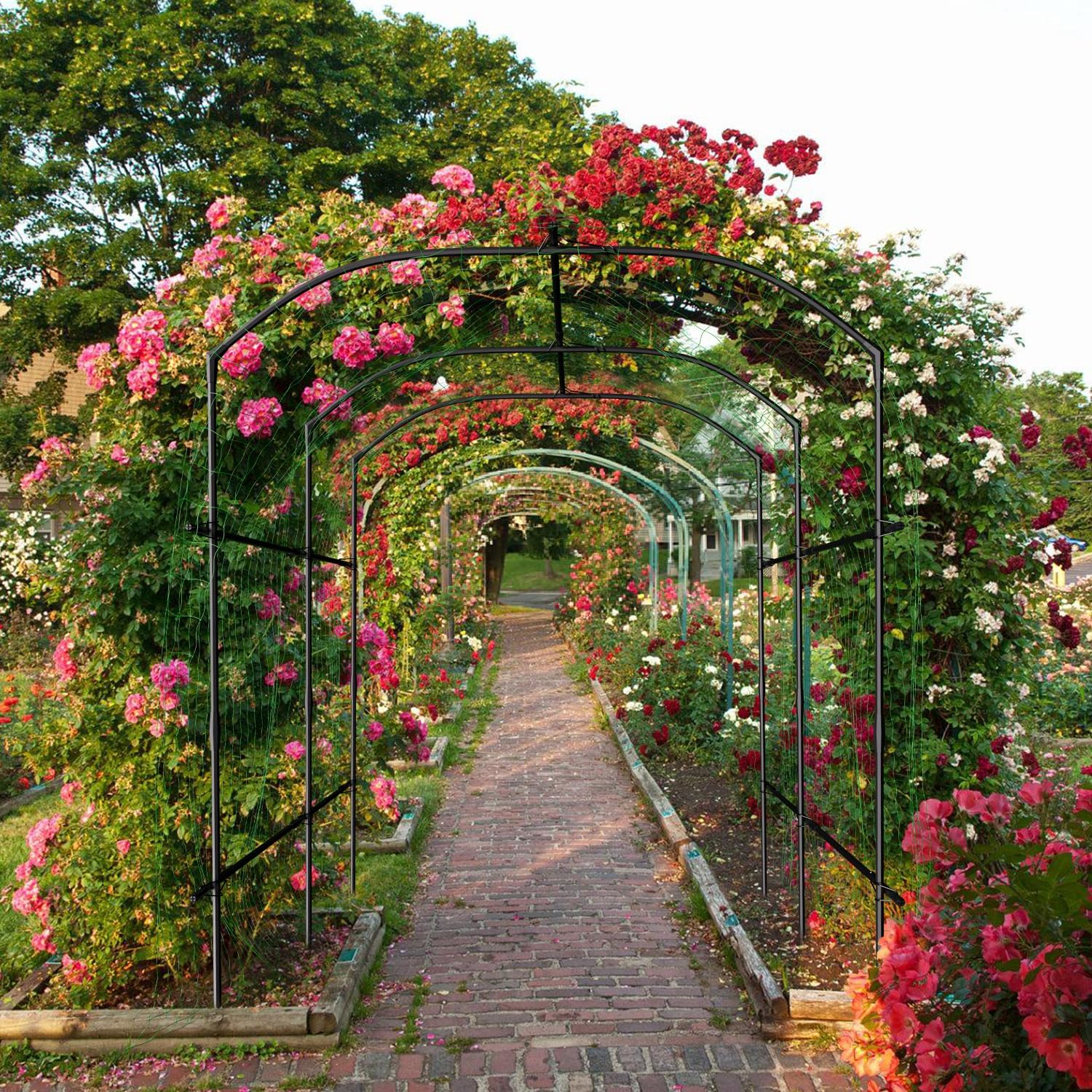 AUCT 12368 - $70 SUNYRISY Garden Arch Trellis, Metal Core Trellis for Cli - Image 3