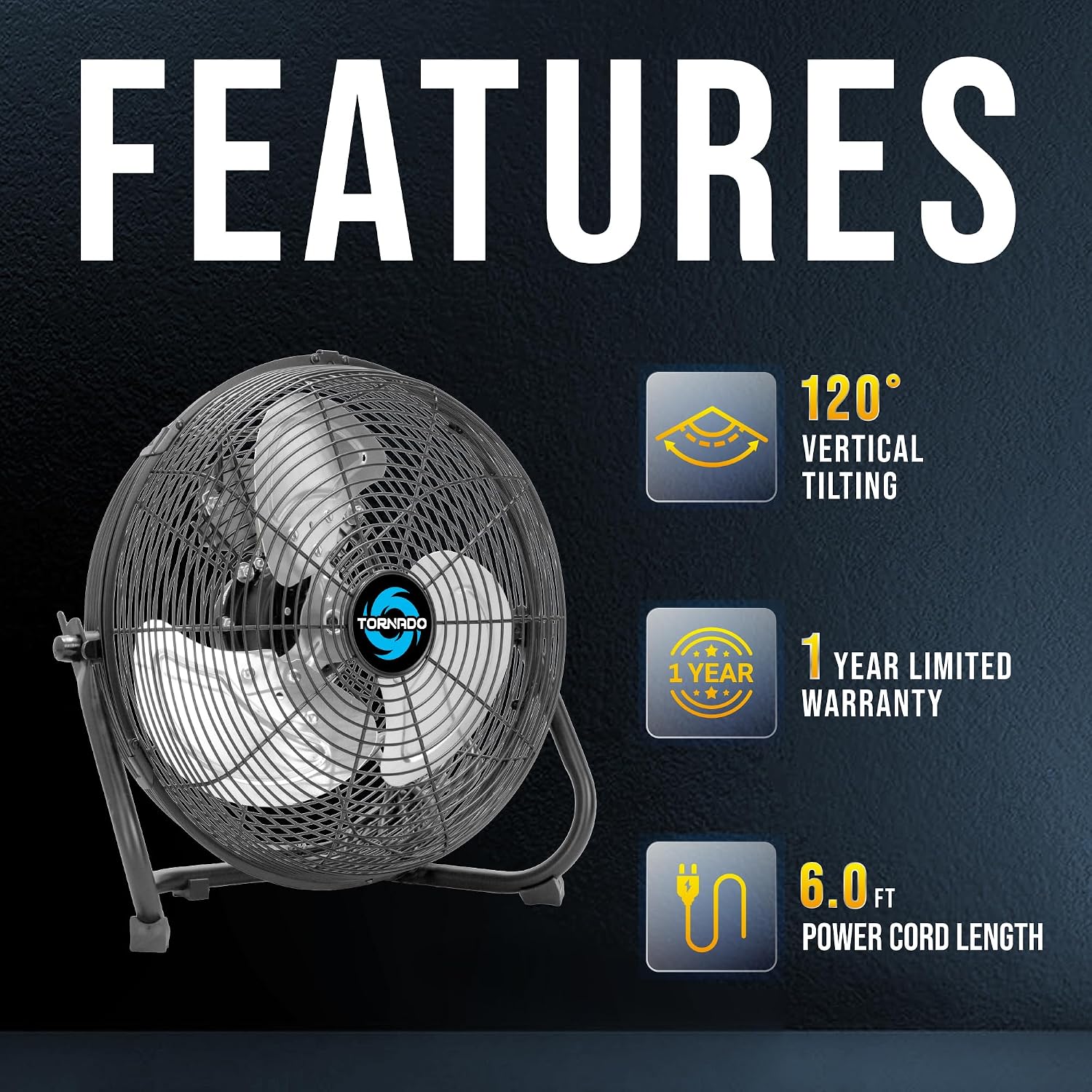 AUCT 14148 - Tornado 12 Inch High Velocity Cooling Floor Fan, 3-Speed Ind - Image 4