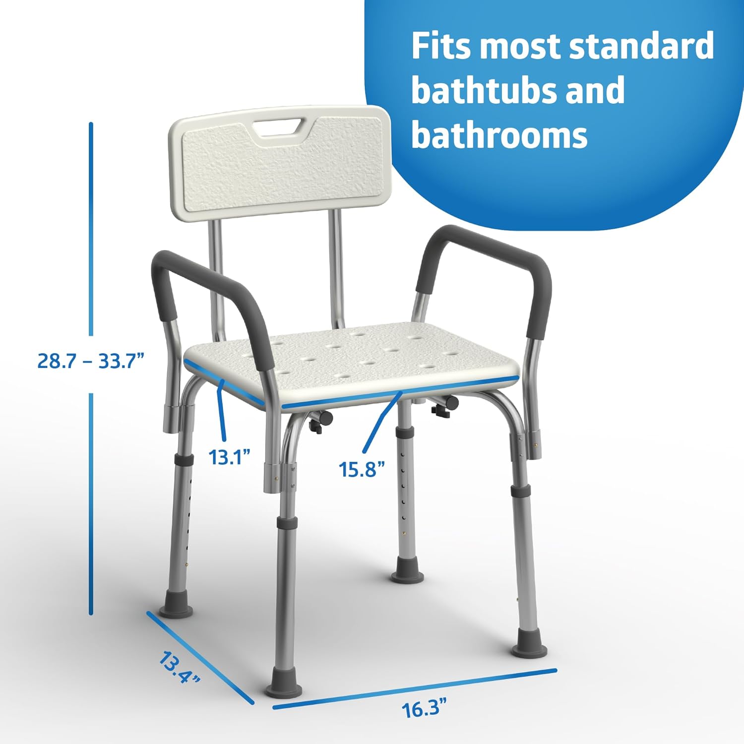 AUCT 13304 - Medline Shower Chair with Backrest and Padded Armrests - 350 - Image 3