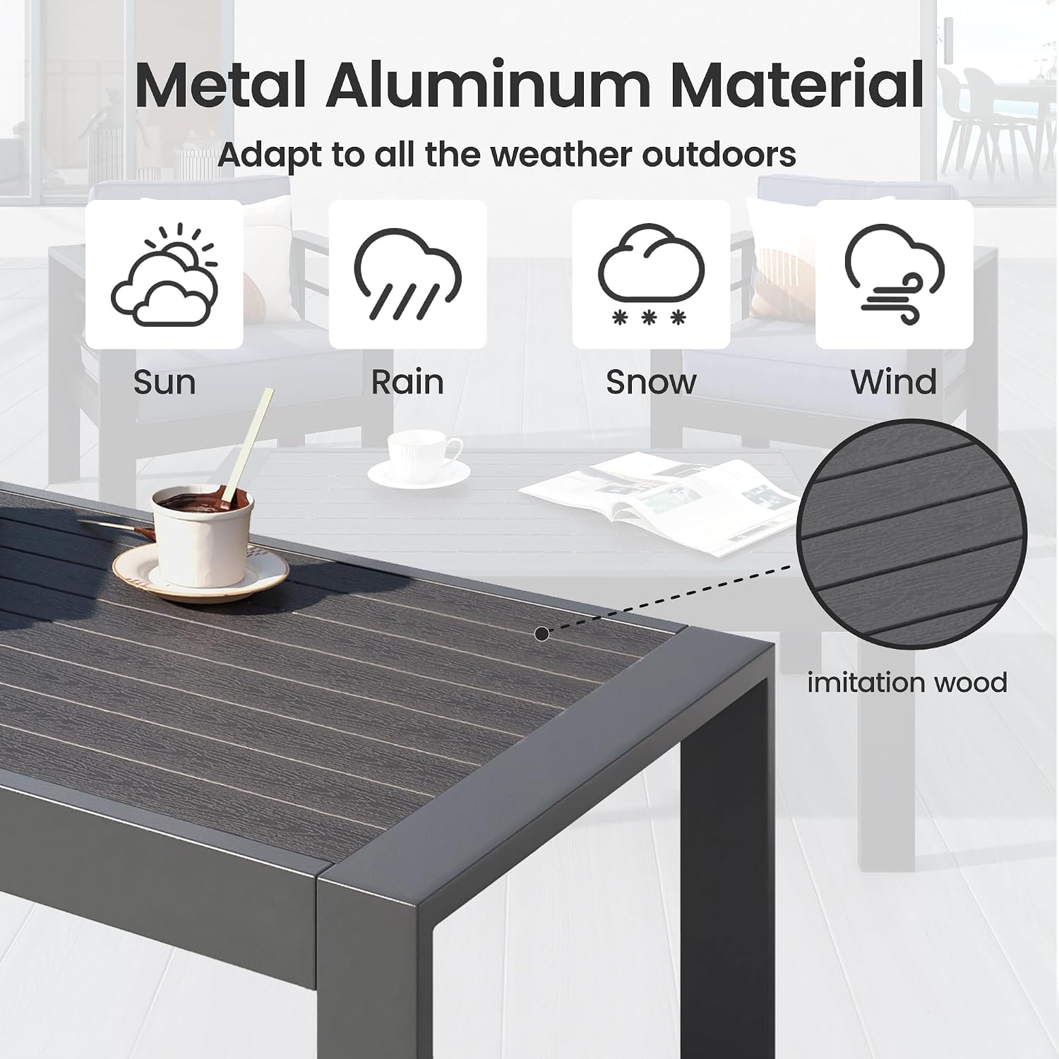 AUCT 14242 - $146 All-Weather Aluminum Outdoor Coffee Table, Modern Coffe - Image 3