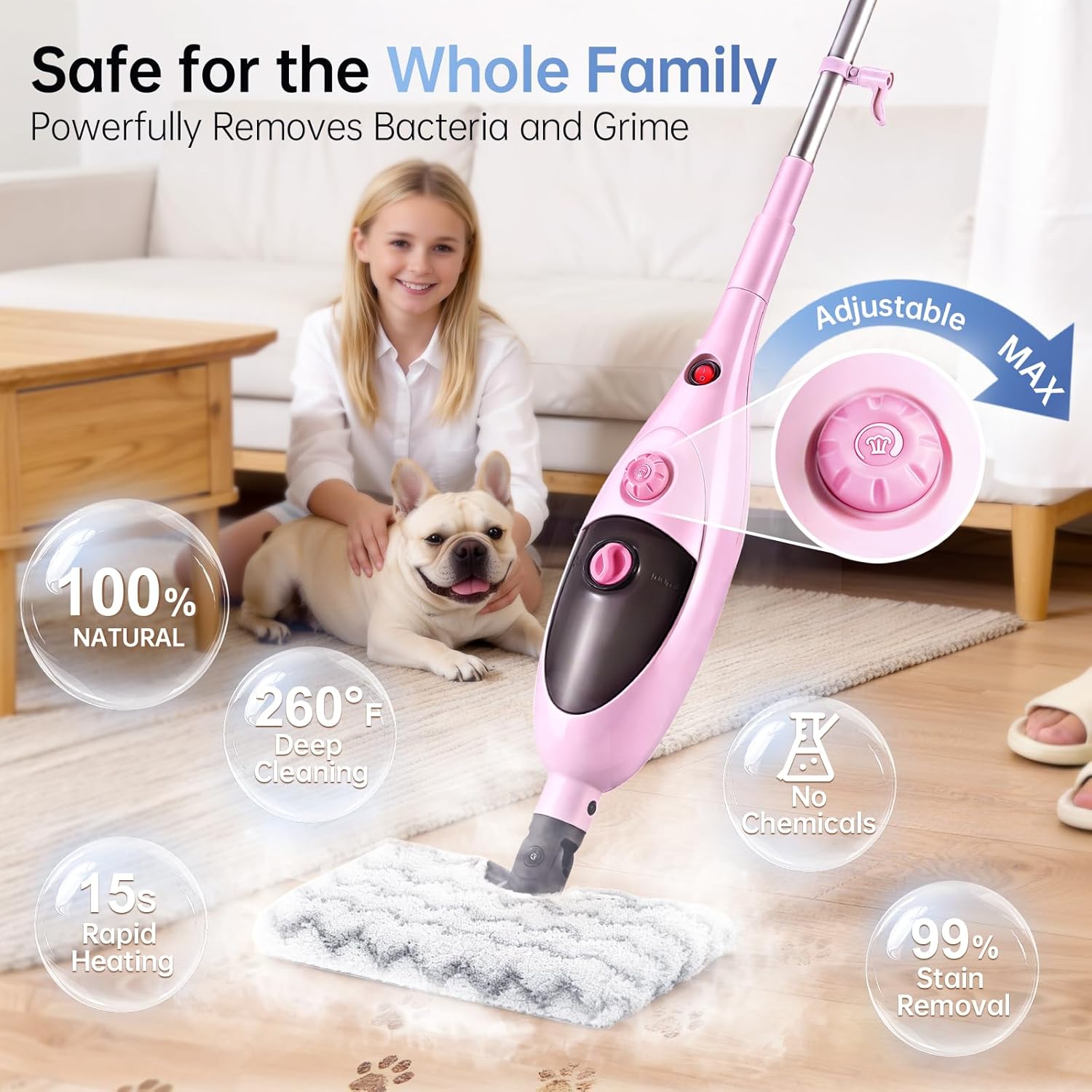 AUCT 13344 - $80 12-in-1 Steam Mop Cleaner, 15-Sec Fast Heat-Up, 1200W Fl - Image 2