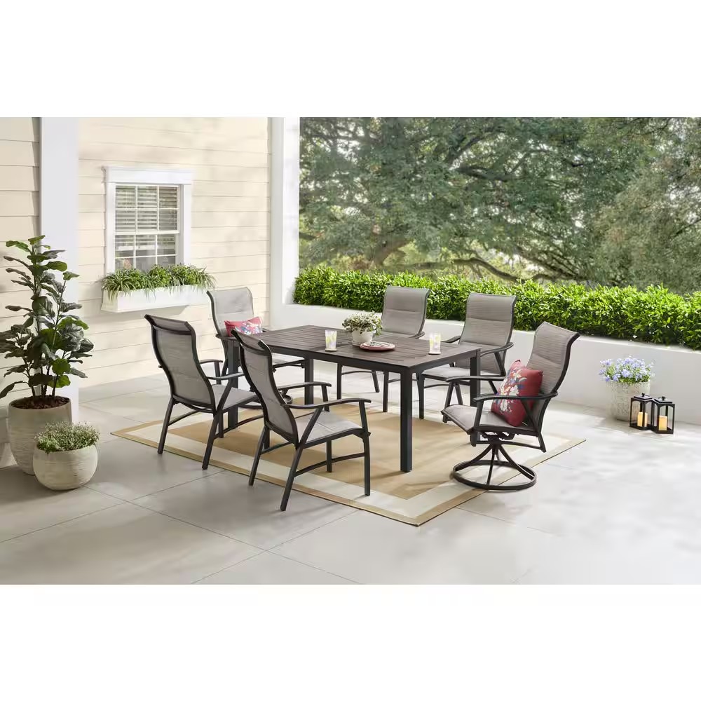 AUCT 14381pa - $799 Hampton Bay Felton Falls 7-Piece Padded Sling Outdoor D