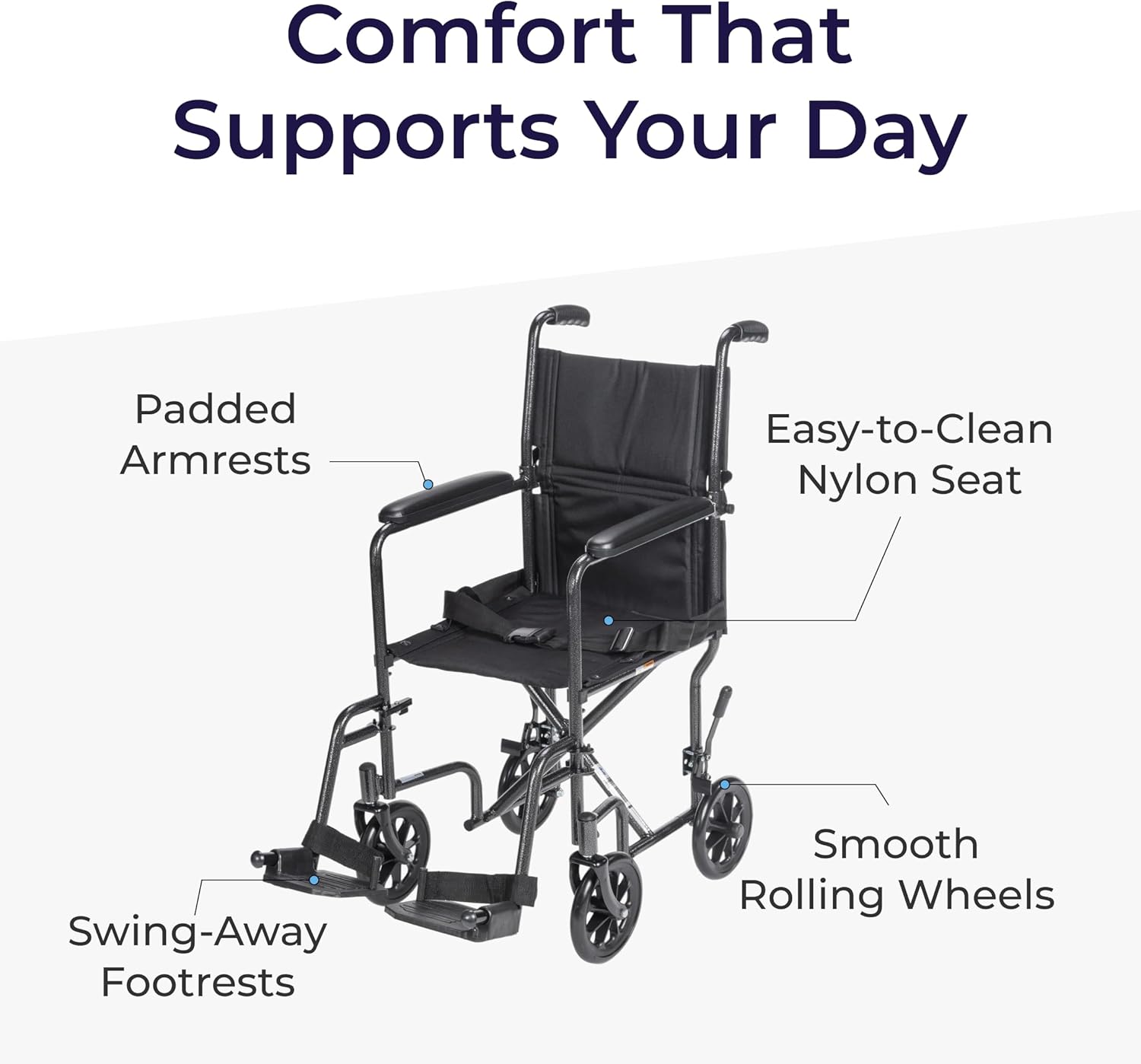 AUCT 14236 - $104 Drive Medical Lightweight Folding Transport Wheelchair - Image 4