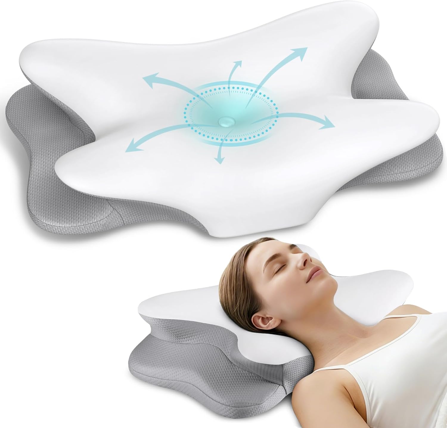 AUCT 13293 - Cervical Neck Pillow for Pain Relief - Ergonomic Side Sleepe