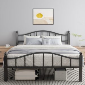 AUCT 14312 - $105 Metal Queen Bed Frames, Noise-Free Design & Underbed St