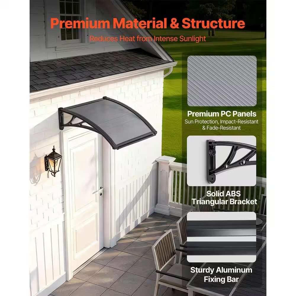 AUCT 12661 - VEVOR Awnings for Door Entrance, Overhang Polycarbonate Door - Image 4