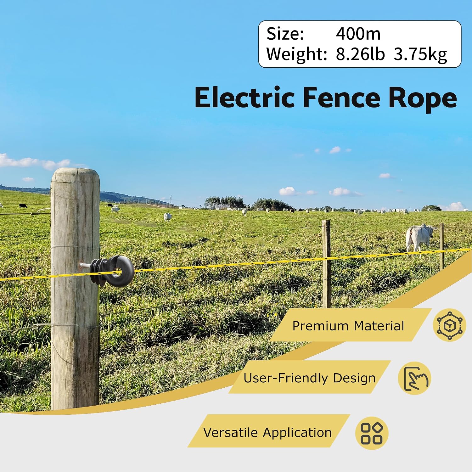 AUCT 13541 - $65 Electric Fence Wire, Braided Polyrope 1312 Feet, 4mm Dia - Image 3
