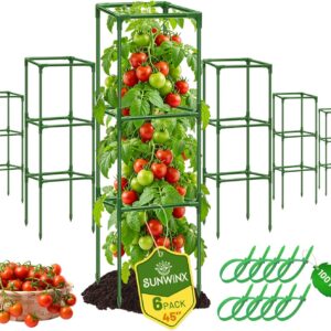 AUCT 14289 - 6 Pack Square Tomato Cages for Garden, 45 Inch Adjustable To