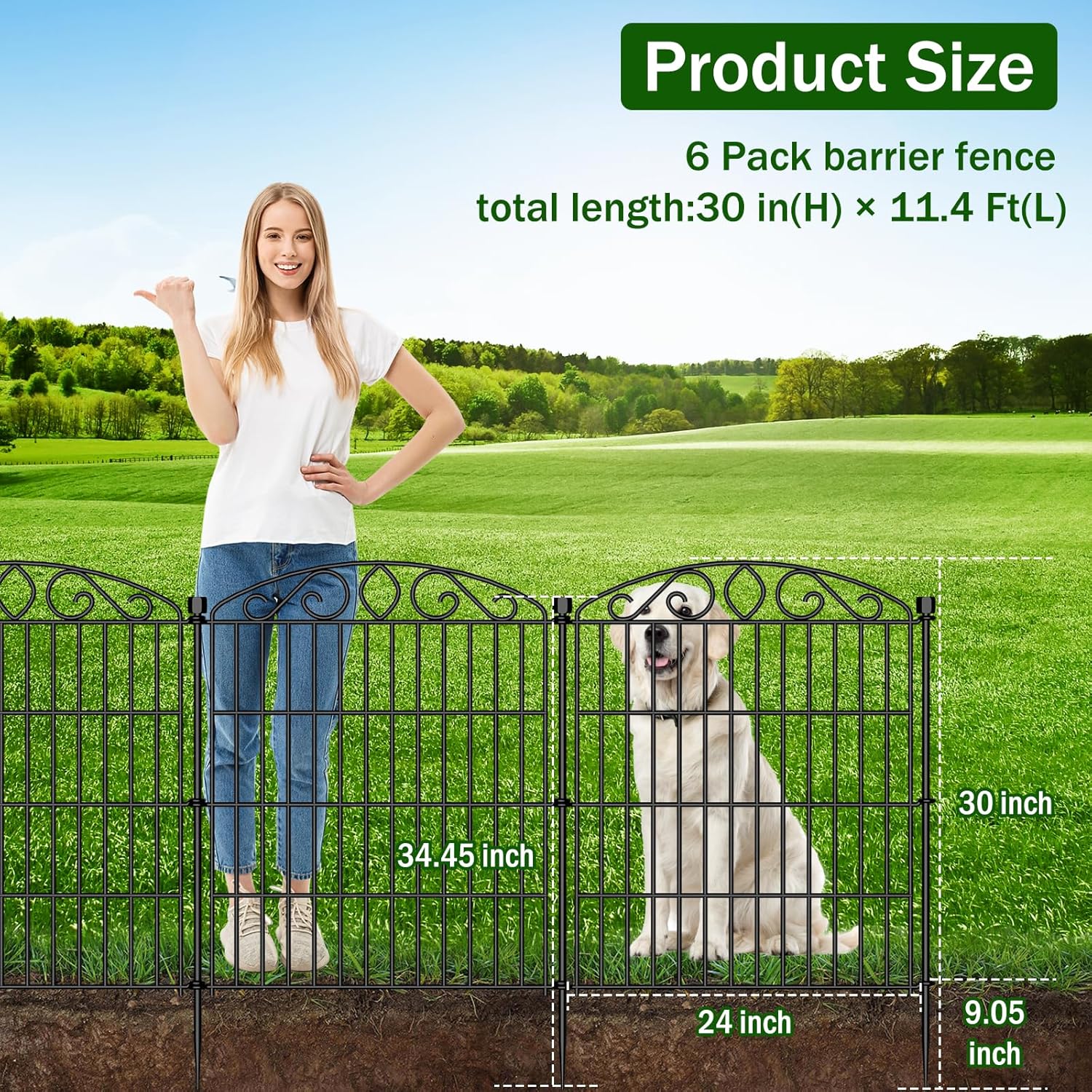 AUCT 14204 - $70 No Dig Decorative Garden Fence 6 Panel - 30in H x 11.4 f - Image 2