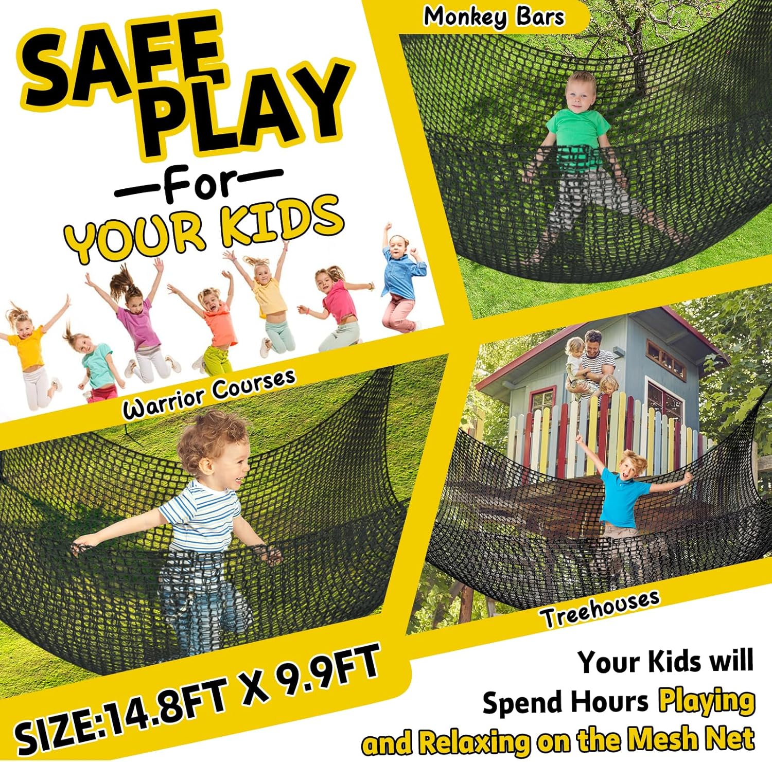 AUCT 13361 - $80 Climbing Net for Kids - 14.8FT x 9.9FT Double Layers Hea - Image 3