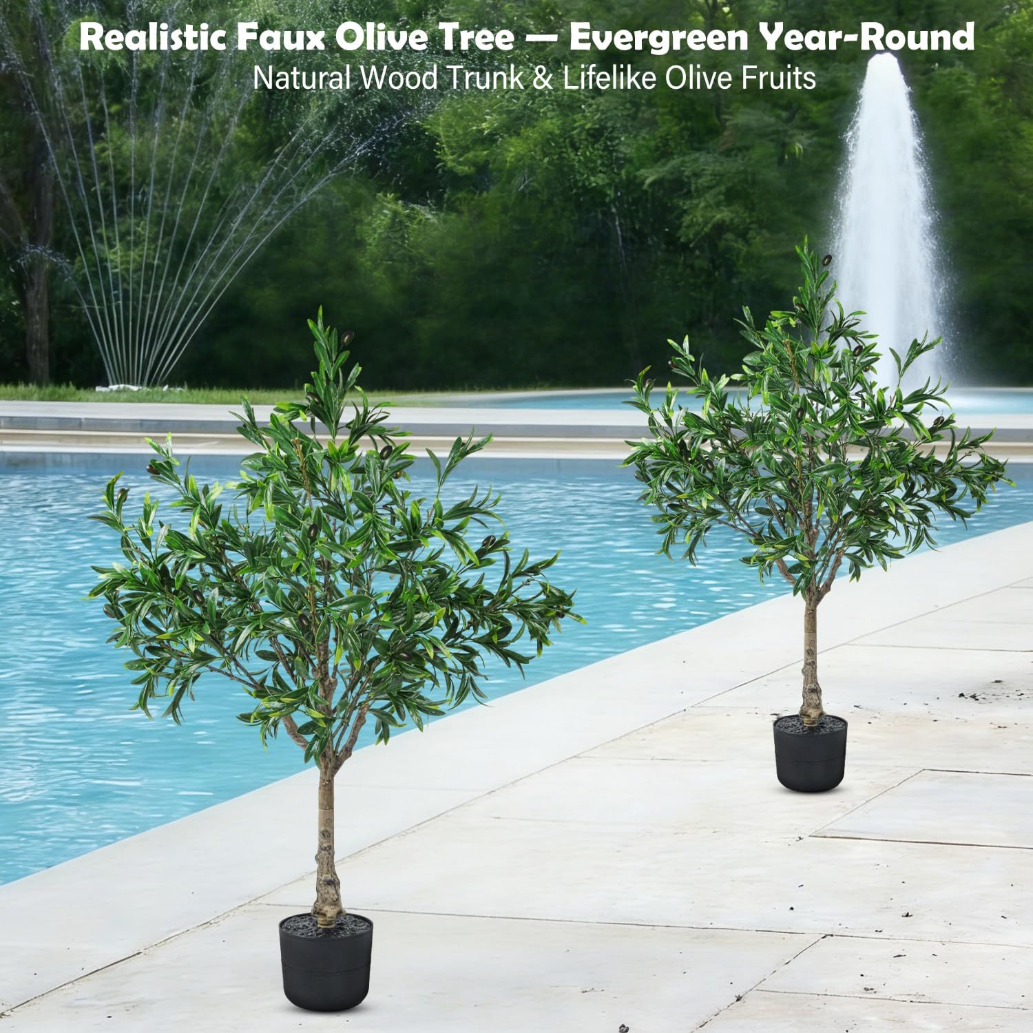 AUCT 14136 - 3.6FT Artificial Olive Tree, Faux Topiary Olive Trees with P - Image 3