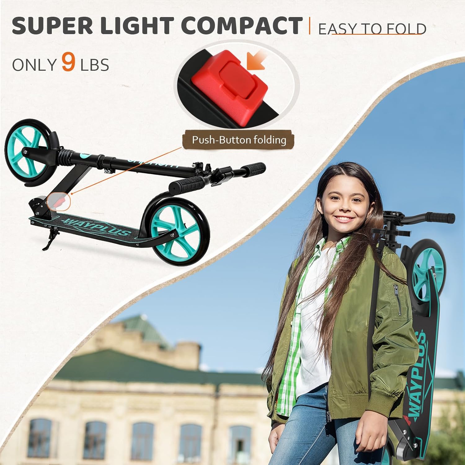 AUCT 13402 - $66 WAYPLUS KS1 Kick Scooter for Ages 6+,Kid, Teens & Adults - Image 2