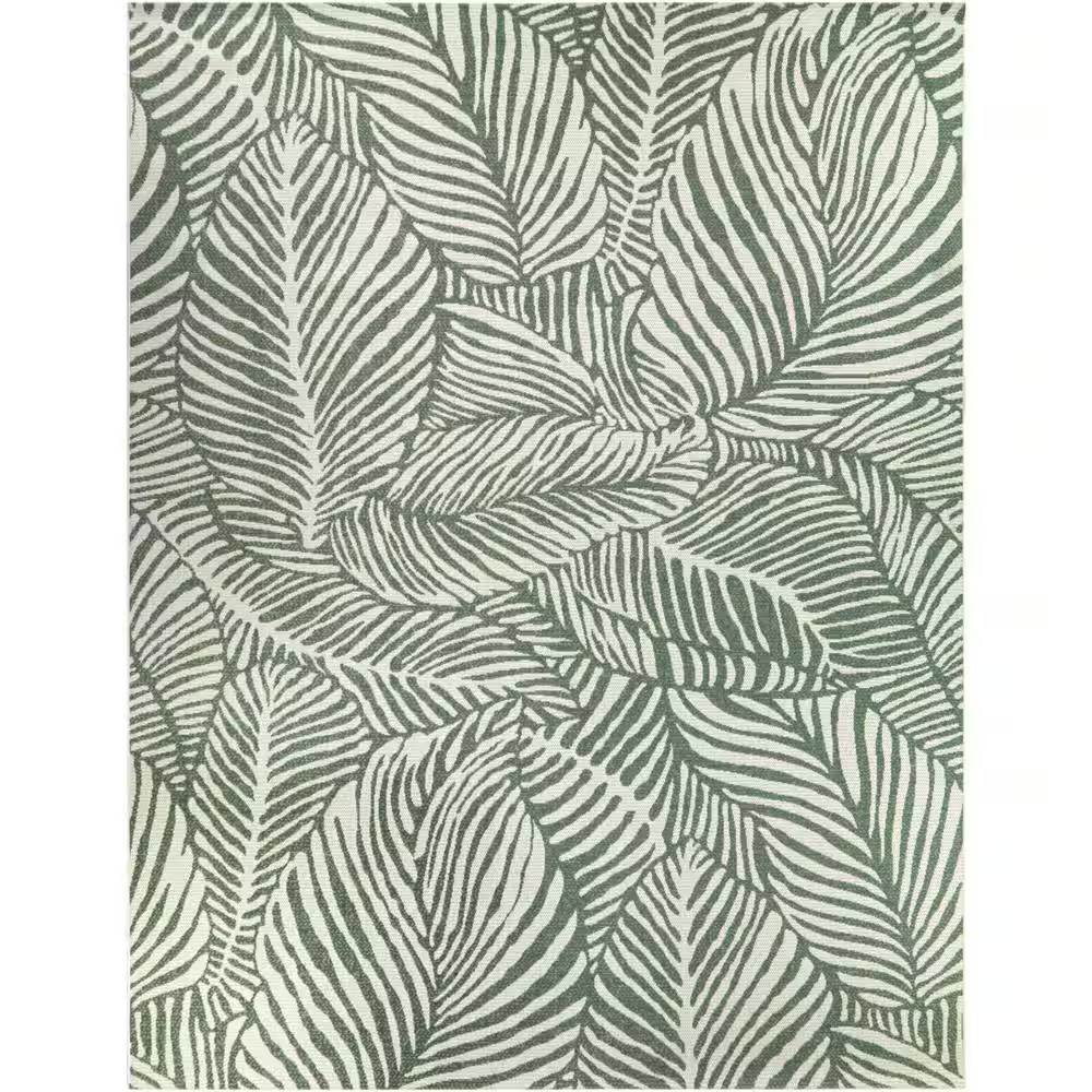 AUCT 14259 - $123 Hampton Bay Green 8 ft. x 10 ft. Palm Indoor/Outdoor Ar