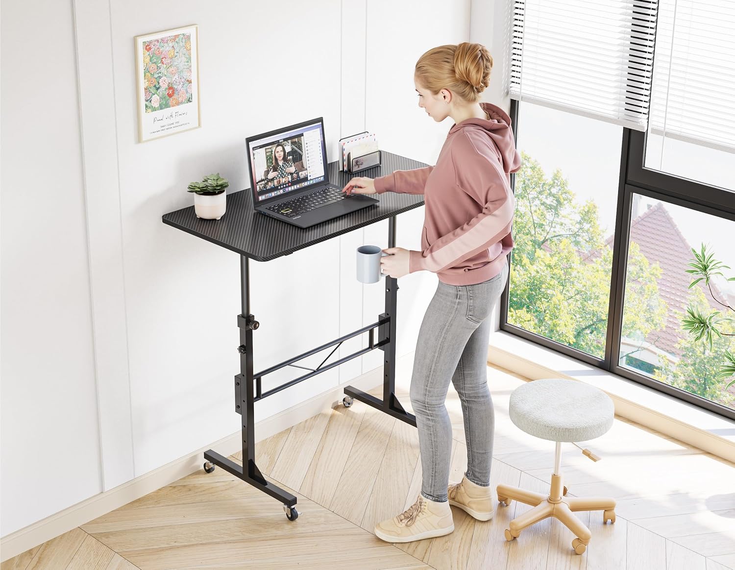 AUCT 13919 - HOMIDEC Standing Desk, 32 Inch Portable Small Desk Adjustabl - Image 4