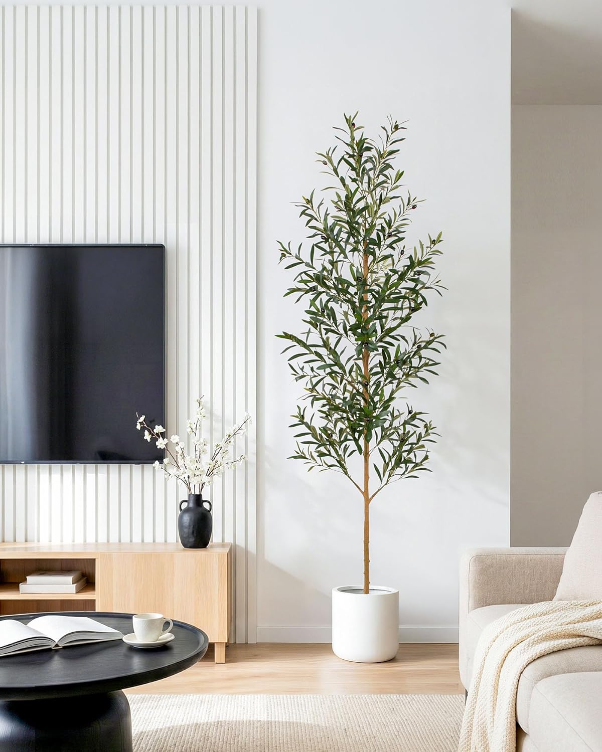 AUCT 14181 - $54 FLOWORLD 7FT Olive Trees Artificial Indoor, Tall Faux Ol - Image 3