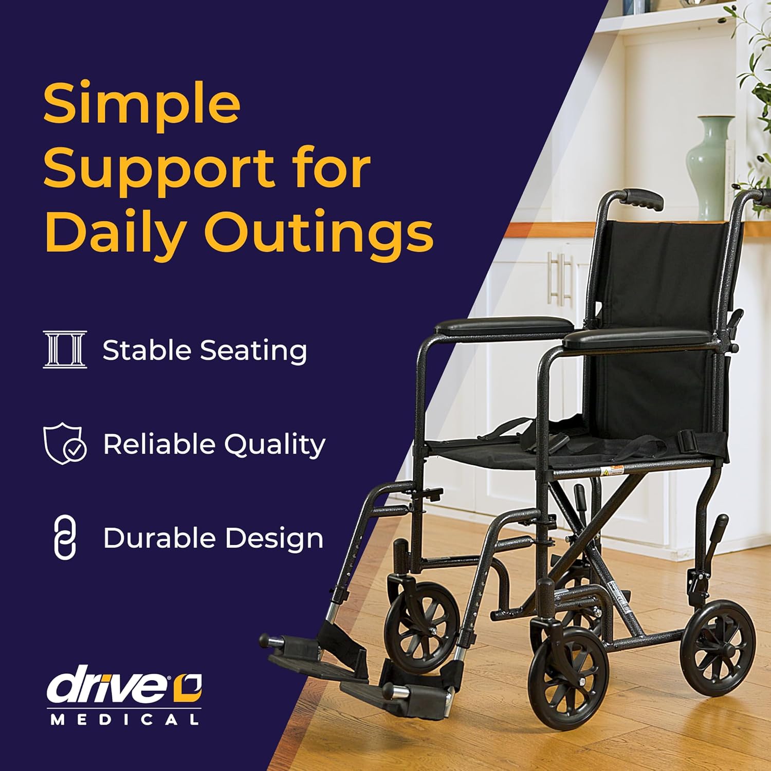 AUCT 14236 - $104 Drive Medical Lightweight Folding Transport Wheelchair - Image 2