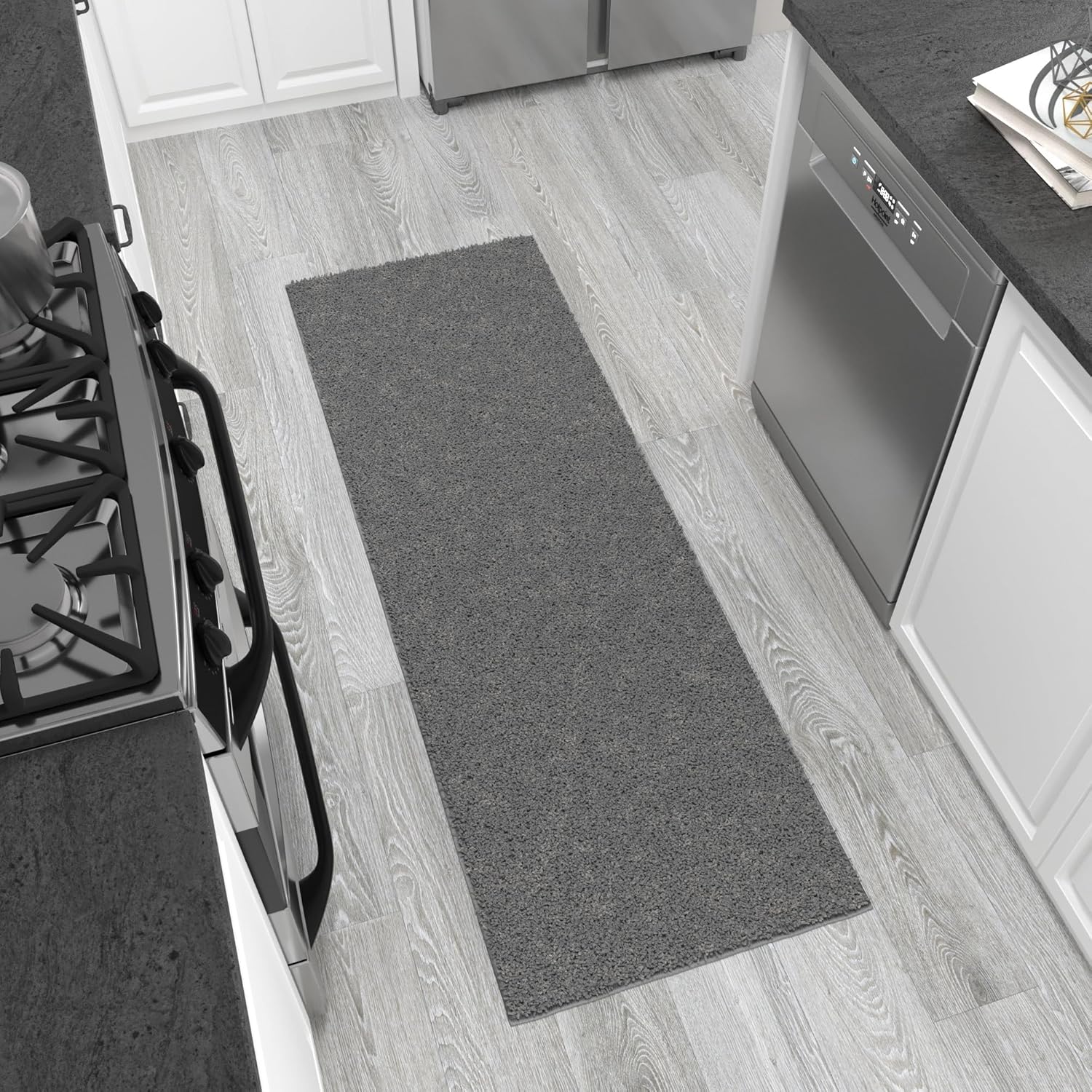 AUCT 13030 - Ottomanson Bedroom Shag Runner Rug 2' x 8', Fluffy Bedside R