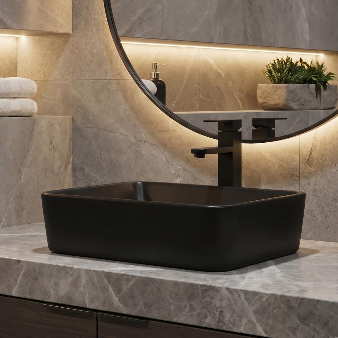 AUCT 14317 - $105 Ceramic Bathroom Sink, Black 19" x 15" Above Counter Po - Image 2