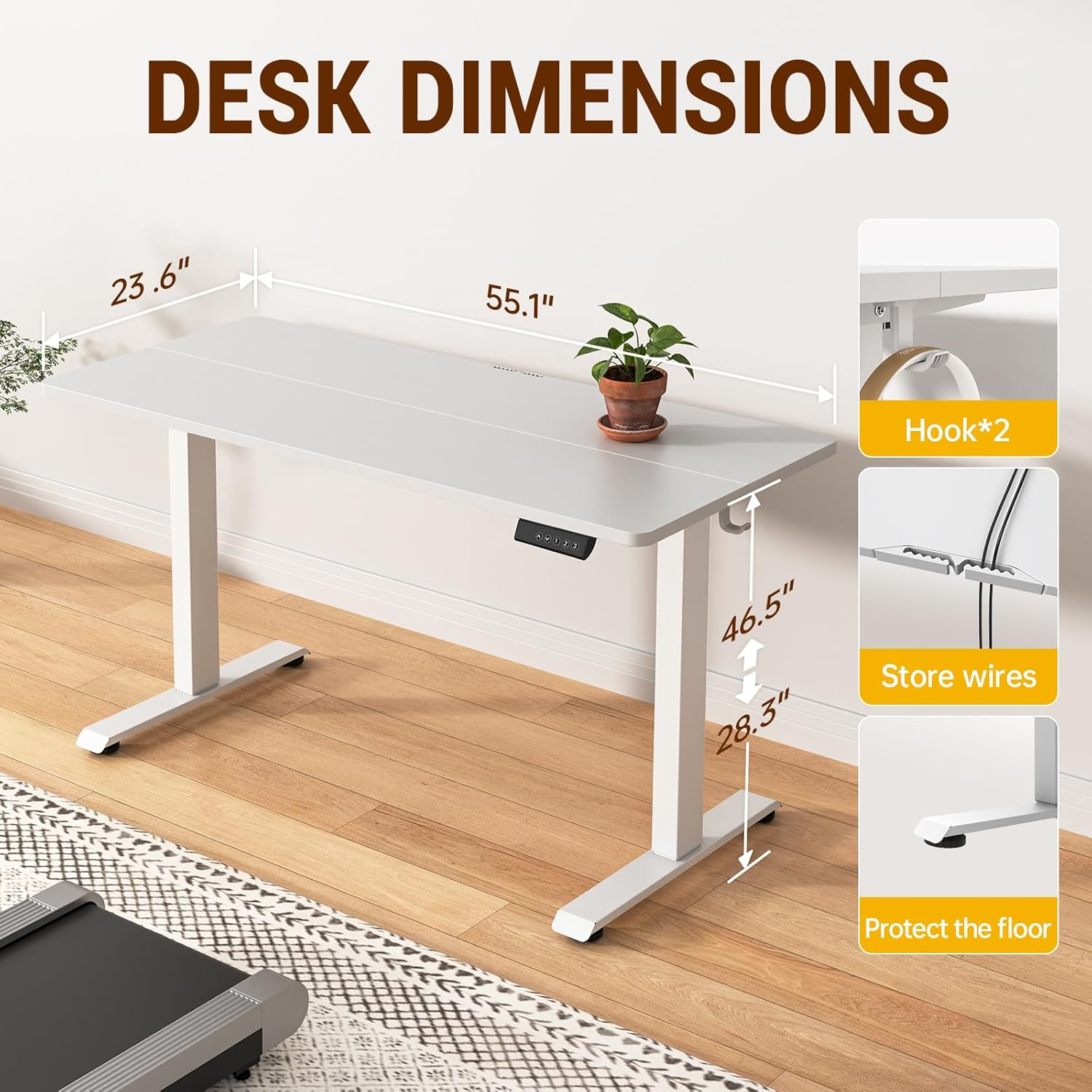 AUCT 14311 - $99 Veken 55 Inch Large Electric Standing Desk,Sit to Stand - Image 3