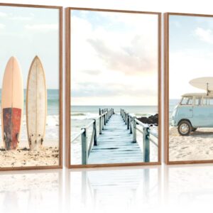 AUCT 14210 - HOURIA 3Pcs Summer Coastal Beach Canvas Wall Art (16"x24"),