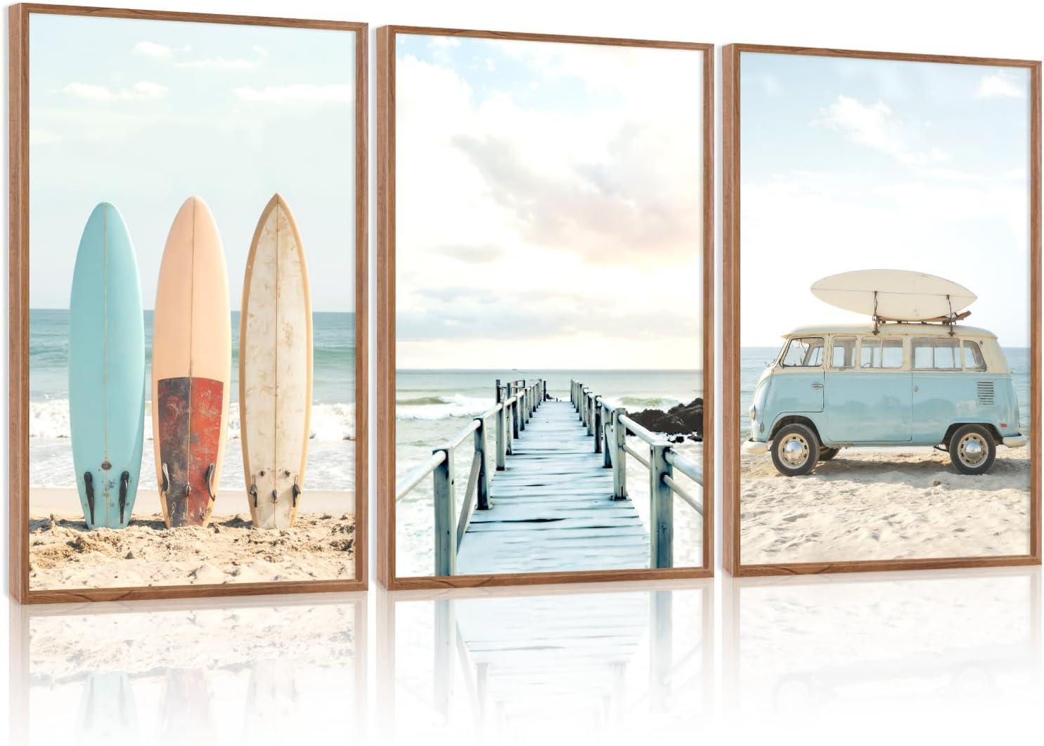 AUCT 14210 - HOURIA 3Pcs Summer Coastal Beach Canvas Wall Art (16"x24"),