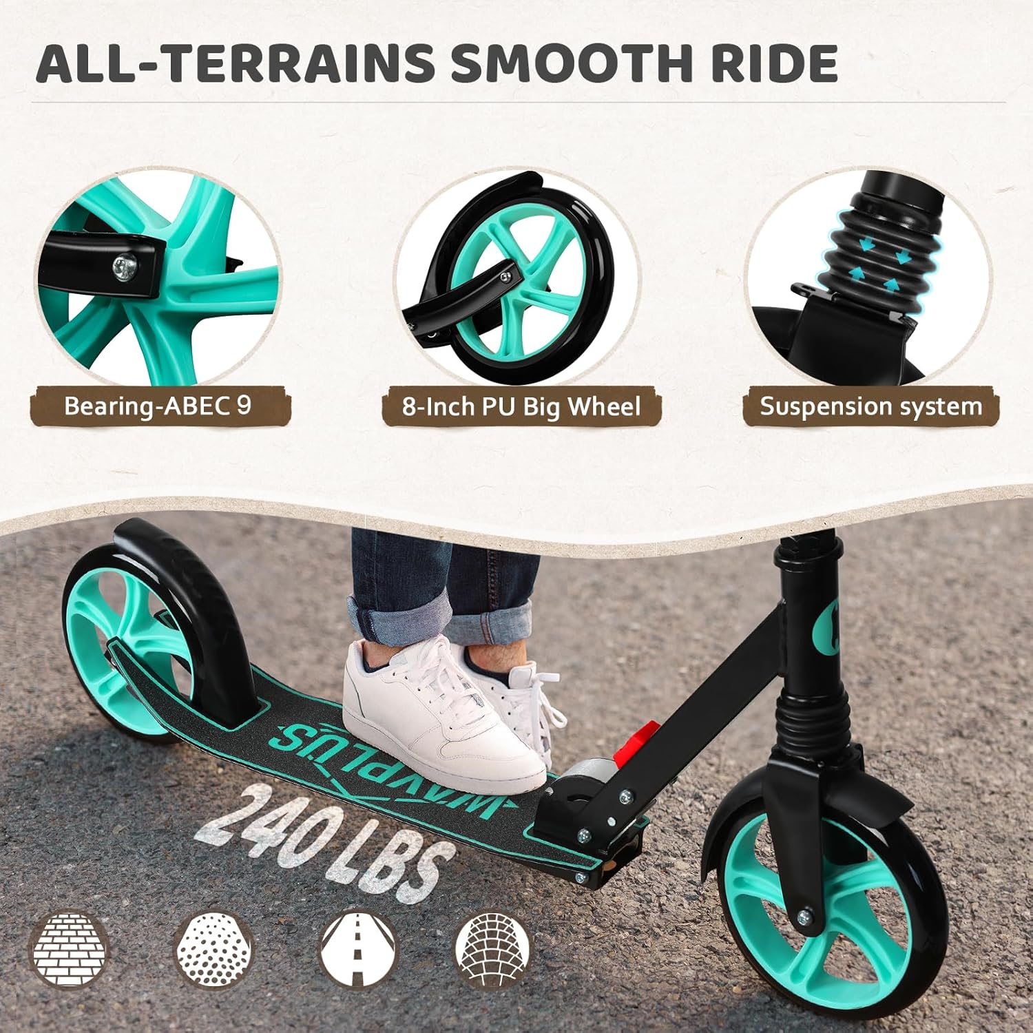 AUCT 13402 - $66 WAYPLUS KS1 Kick Scooter for Ages 6+,Kid, Teens & Adults - Image 4