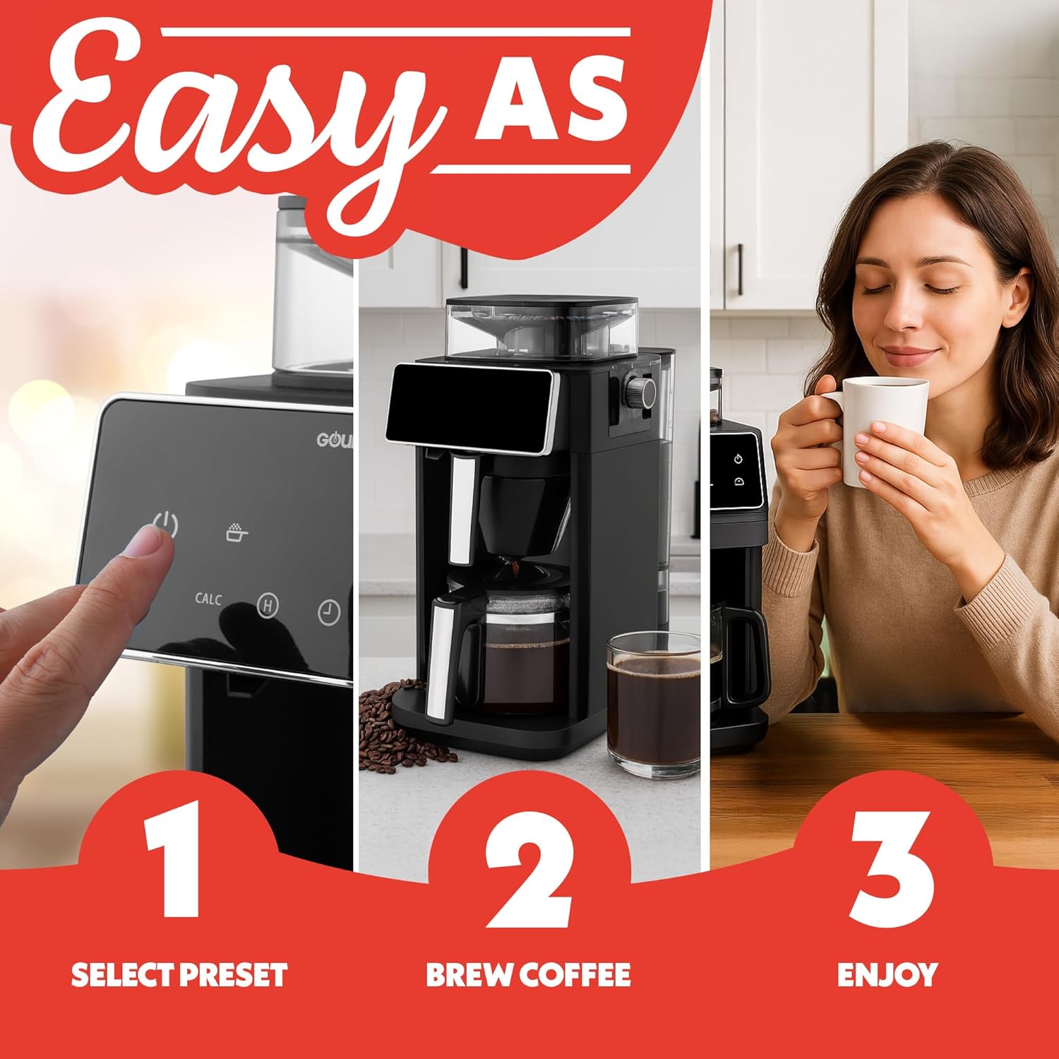 AUCT 13345 - $140 Gourmia 10 Cup Grind & Brew Coffee Maker - Built-In Bur - Image 2