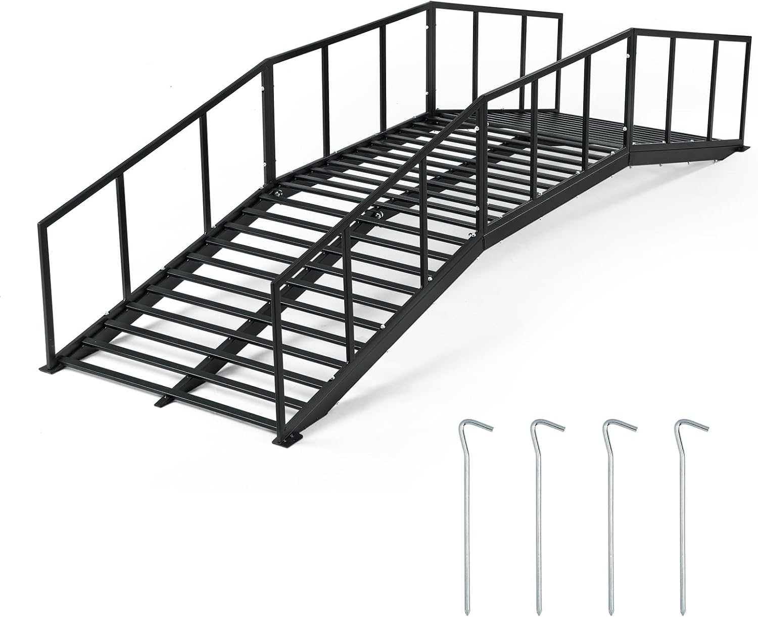 AUCT 13261 - $176 OLBRUS Metal Garden Bridge 8 FT with 4 Ground Stakes, 7