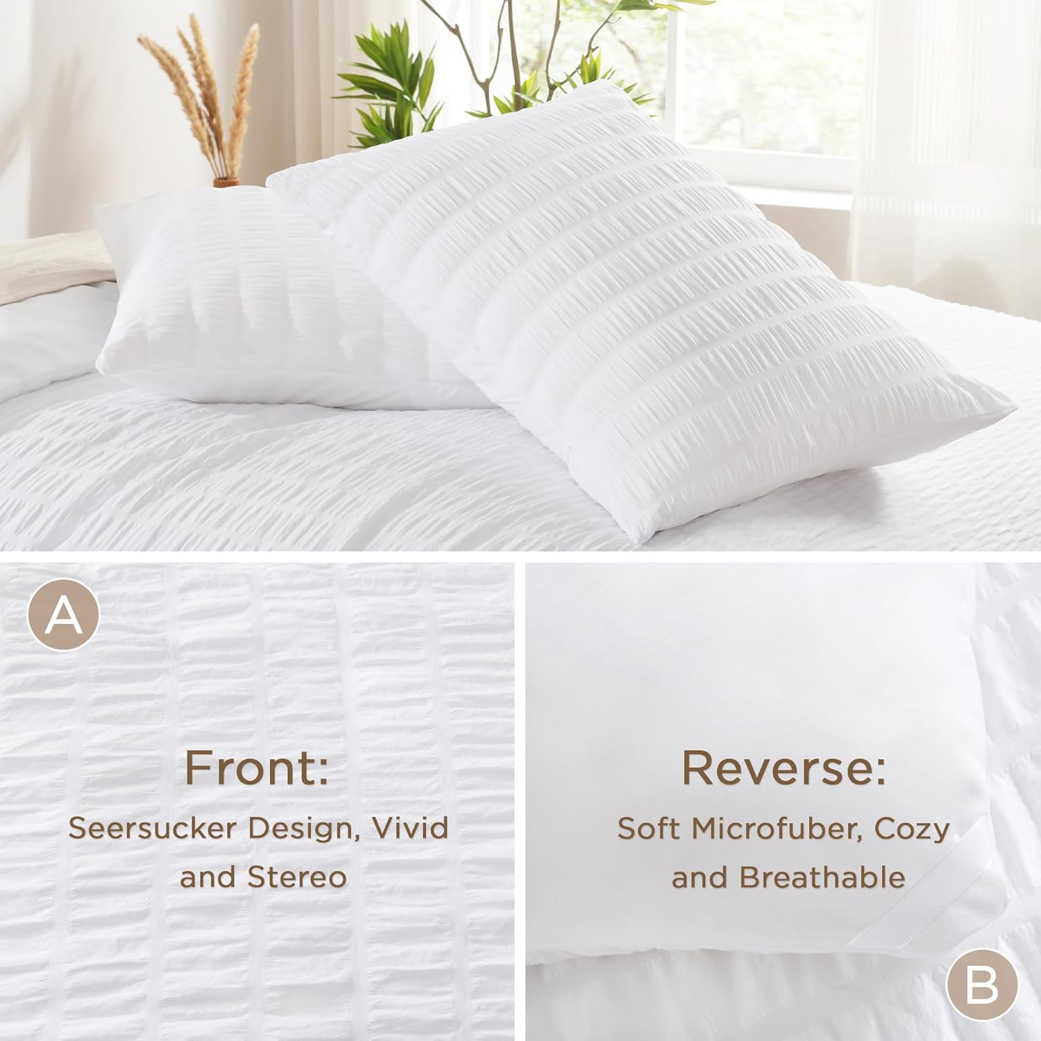 AUCT 12359 - AveLom Seersucker Queen Comforter Set (90x90 inches), 3 Piec - Image 4