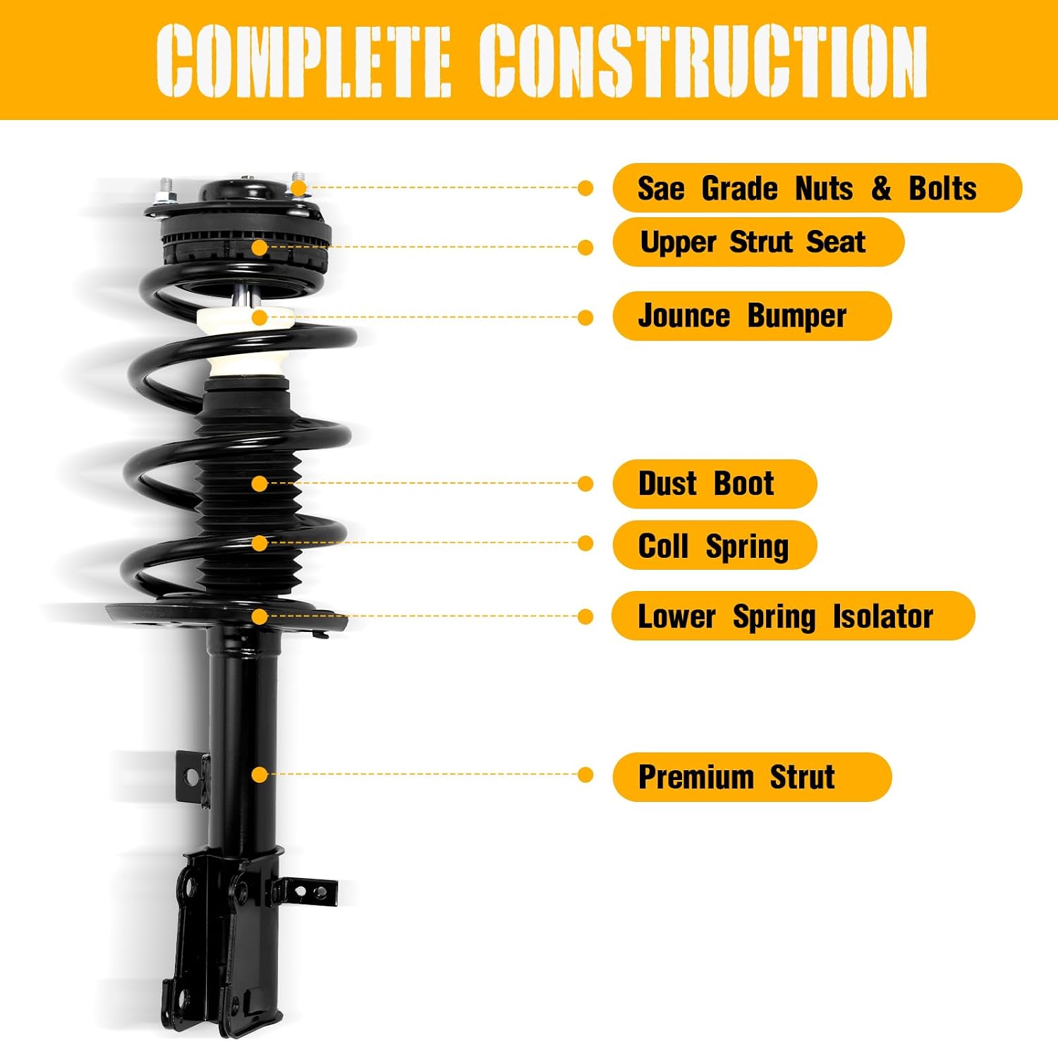 AUCT 14351 - $138 Front Pair Complete Struts Shocks Assembly w/Coil Sprin - Image 3
