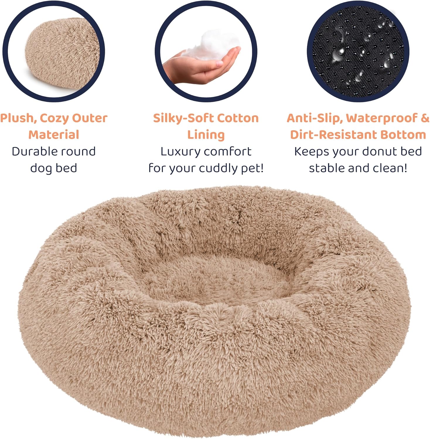 AUCT 14067 - Donut Dog Bed - Premium Comfort for Anxiety Relief - Fluffy - Image 4