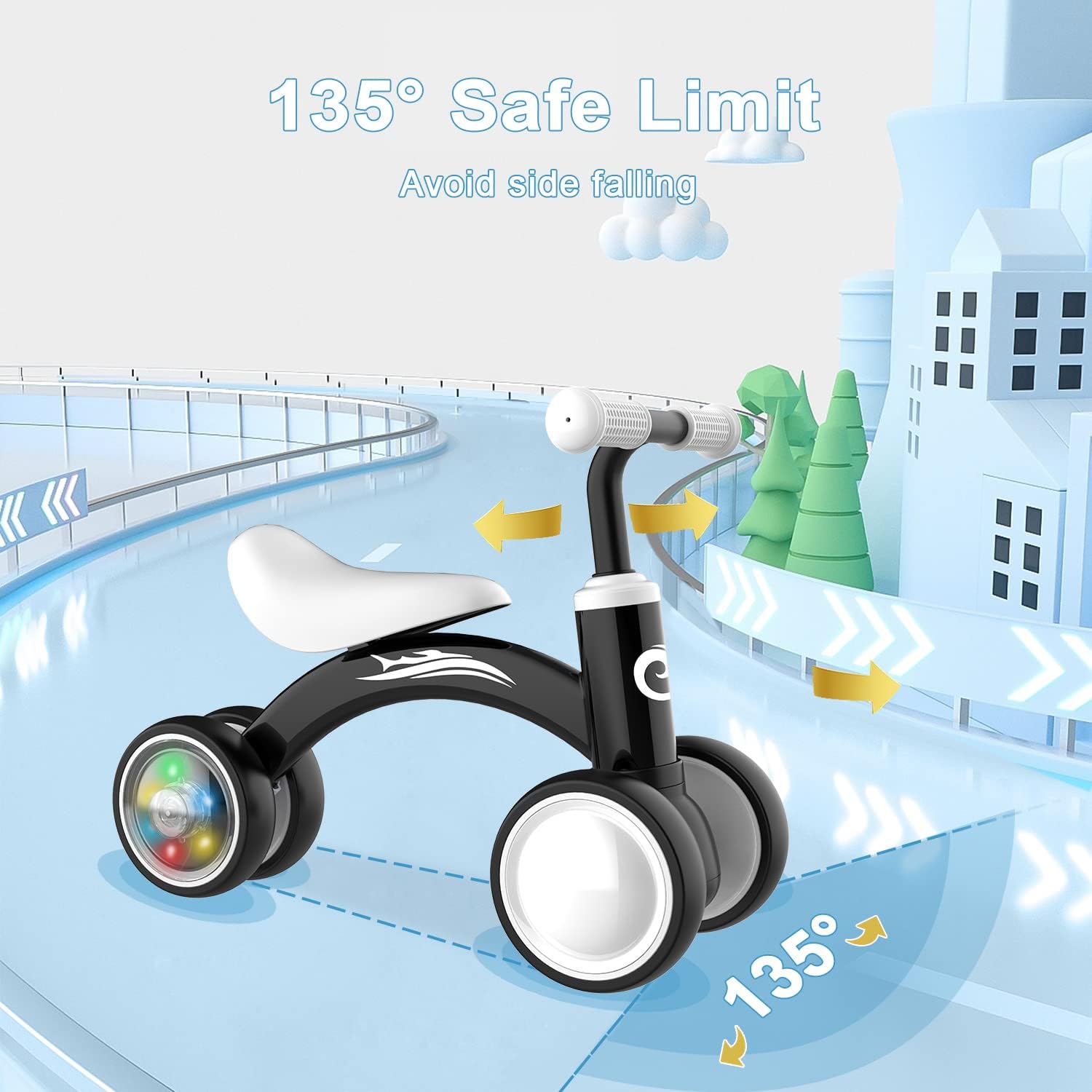 AUCT 13349 - Gamfeiny Colorful Lighting Baby Balance Bike Toys for 1 Year - Image 4