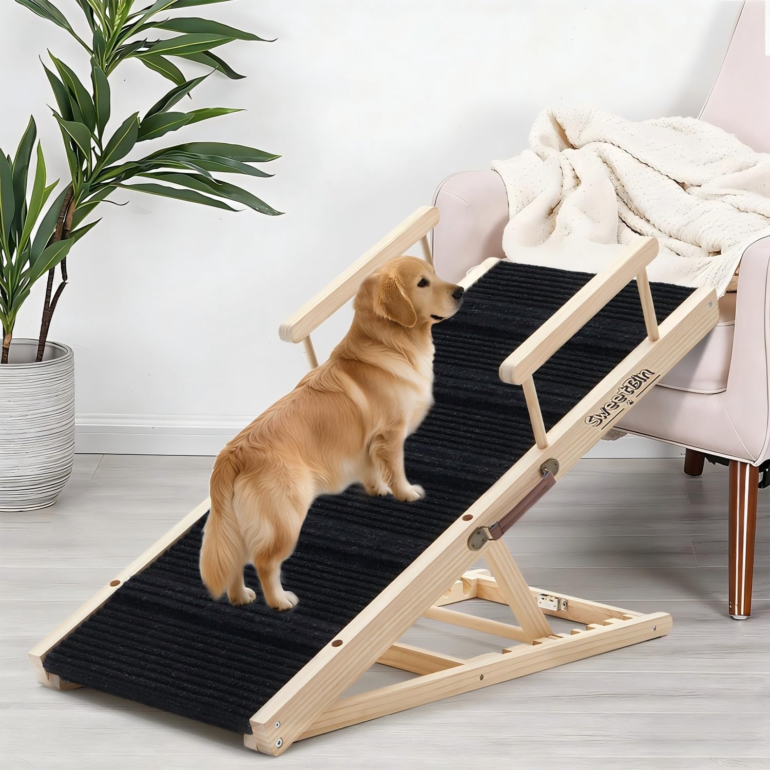 AUCT 13914 - $90 Dog Ramp for Bed - Foldable Small to Large Dog Ramp for - Image 2