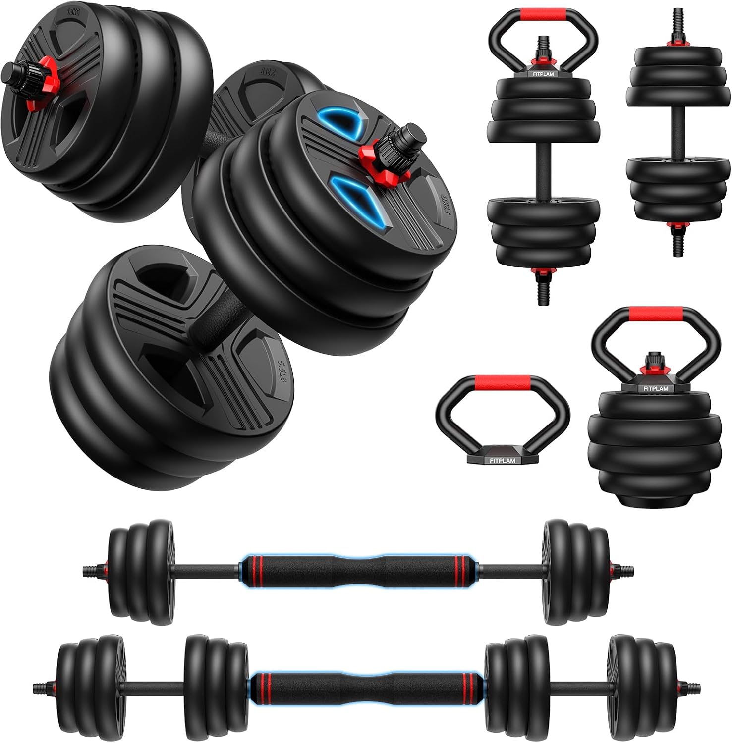 AUCT 14366 - $92 FITPLAM Adjustable dumbbell set,20/35/45/55/70/90lbs Fre