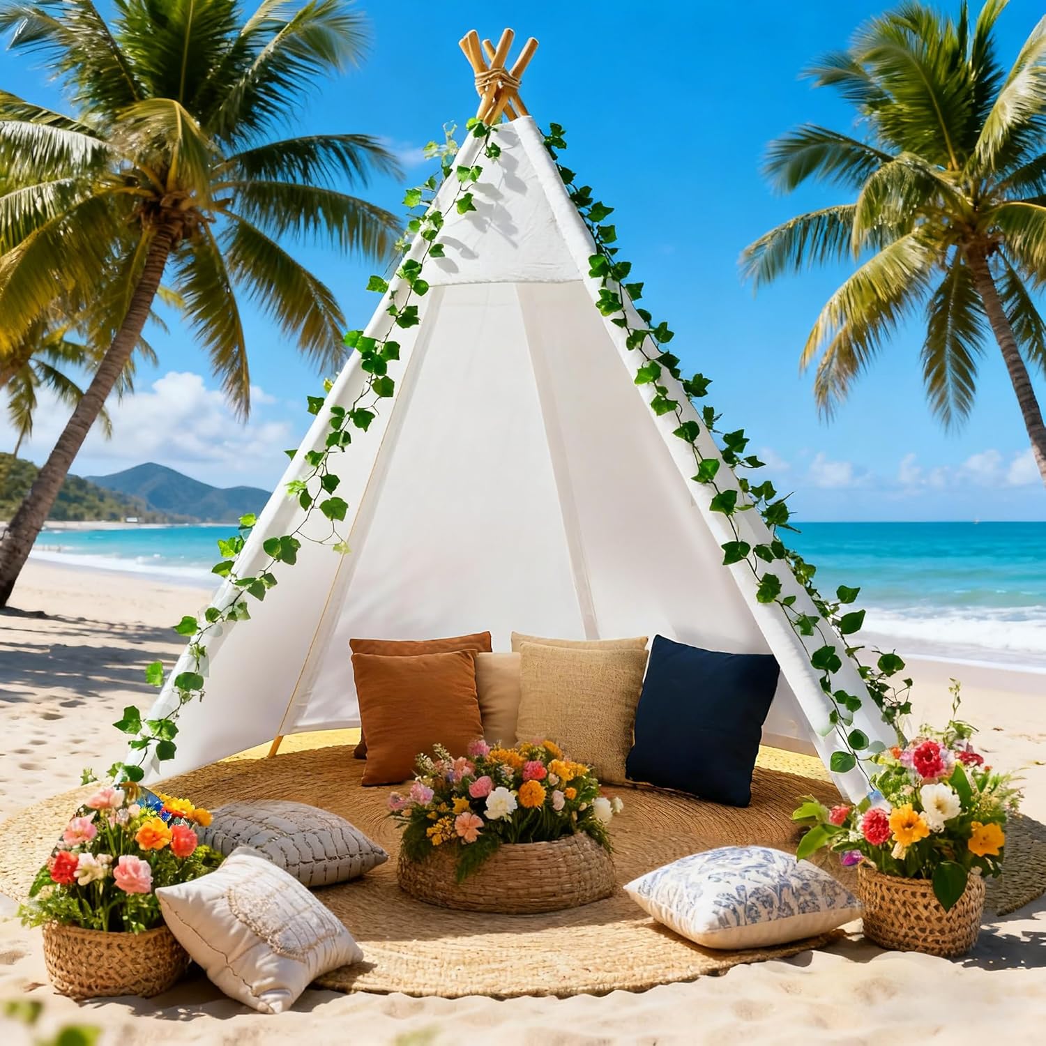 AUCT 12349 - $86 Betterhood 7' Large Teepee Tent for Adults, Play Tent wi - Image 3