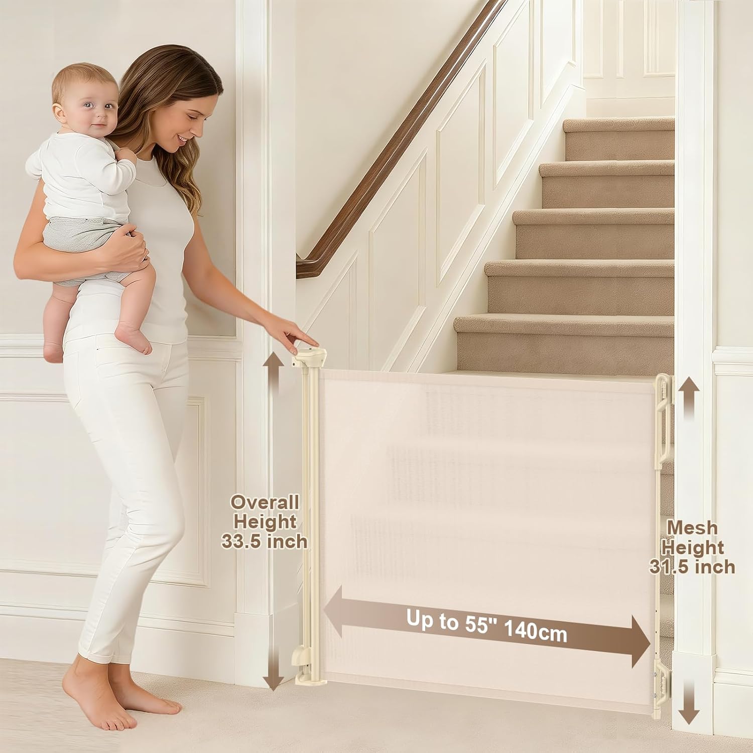 AUCT 12388 - SPACEANY Retractable Safety Baby Gate or Mesh Dog Gate,Durab - Image 2