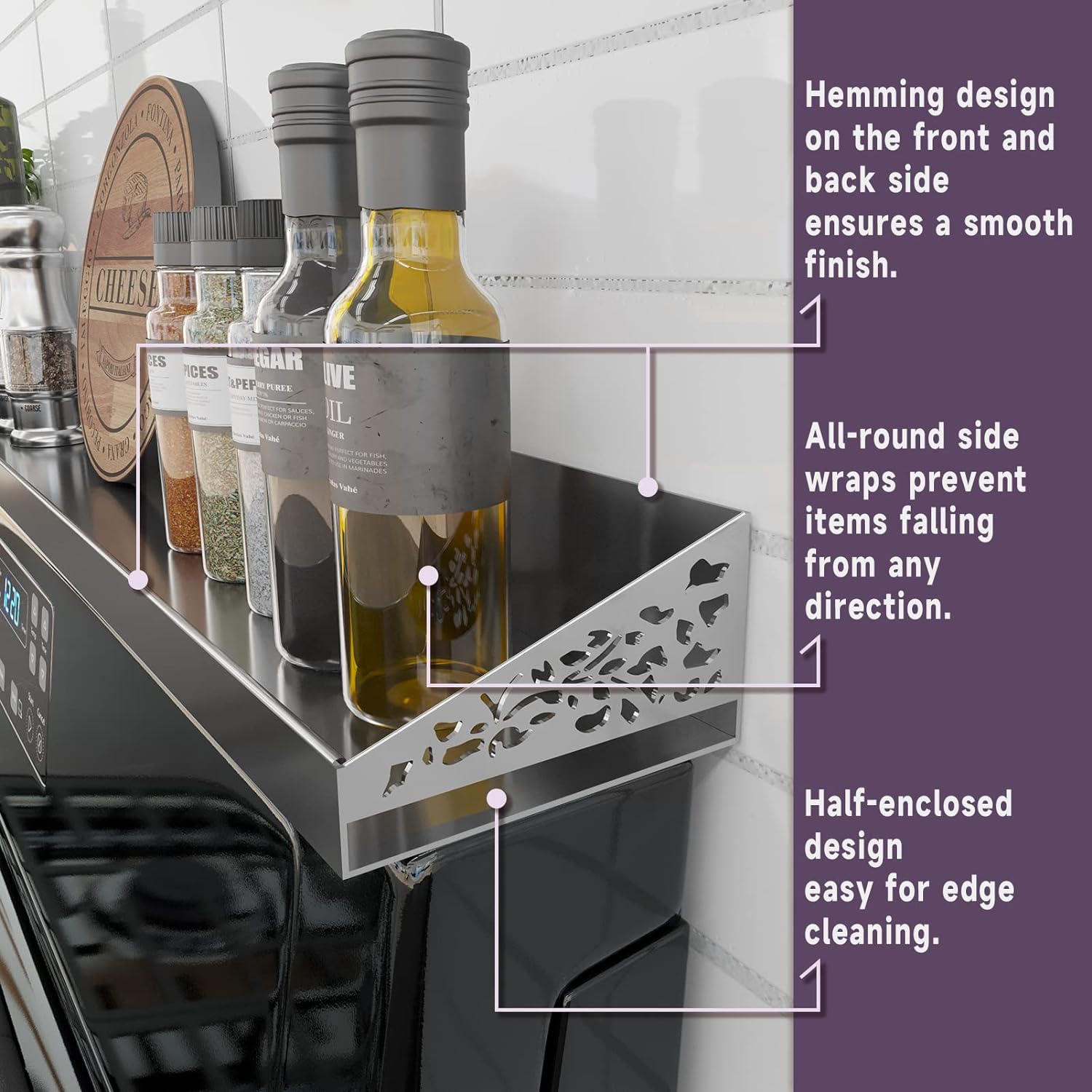 AUCT 12811 - STUTOV 30" Magnetic Stove Top Shelf Stainless Steel Spice - Image 3