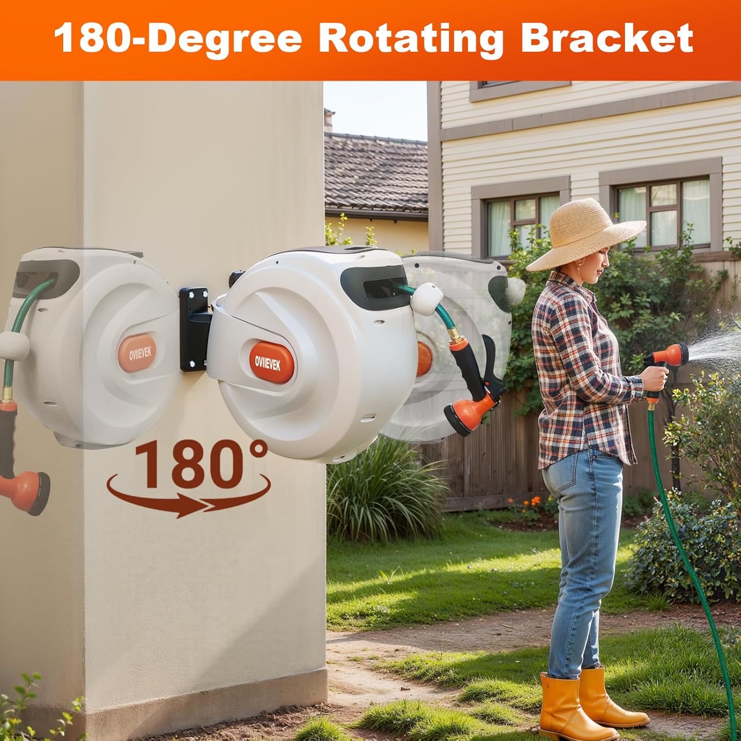 AUCT 13436 - Retractable Garden Hose Reel,1/2 Inch x 100ft Wall Mounted H - Image 3