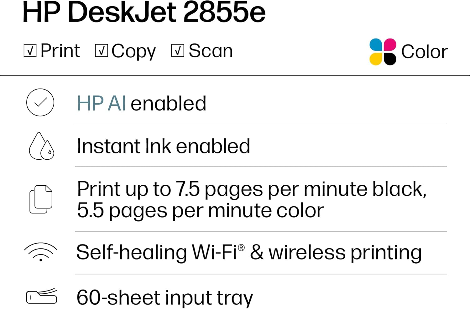 AUCT 13204 - $93 HP DeskJet 2855e Wireless All-in-One Color Inkjet Printe - Image 2